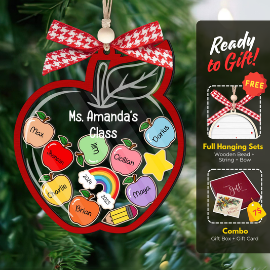 Personalized Teacher Christmas Ornament, 4D Shaker Teacher Gifts, Teacher Ornament, Teacher Appreciation Thank You Gifts KT03 - 19Gifts