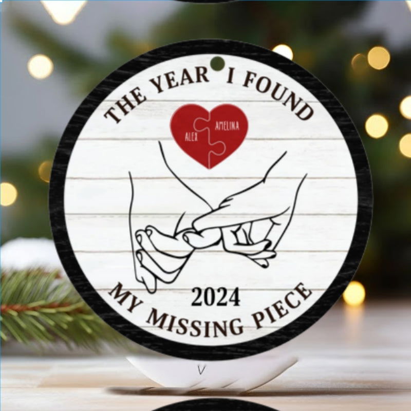 Personalized The Year I Found My Missing Piece 2D Wooden Ornament, Couples Hand 2-Layered Ornament, Heart Puzzle Christmas Ornament 2024, Couples Gift, Christmas Gift For Him Her CF524 - 19Gifts