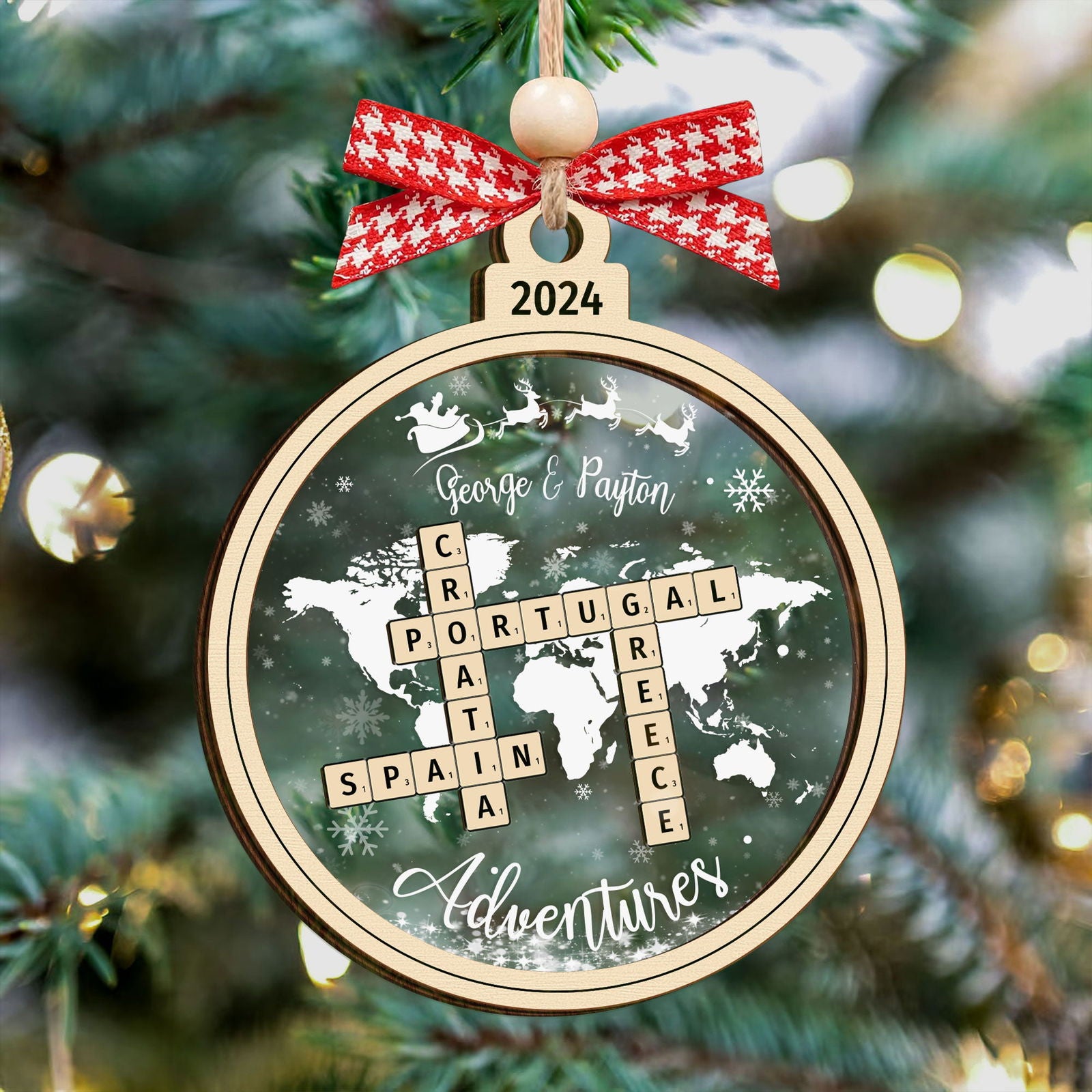 Personalized Travel Adventure Ornament, 4D Shake Traveling Destination Ornament CF747 - 19Gifts