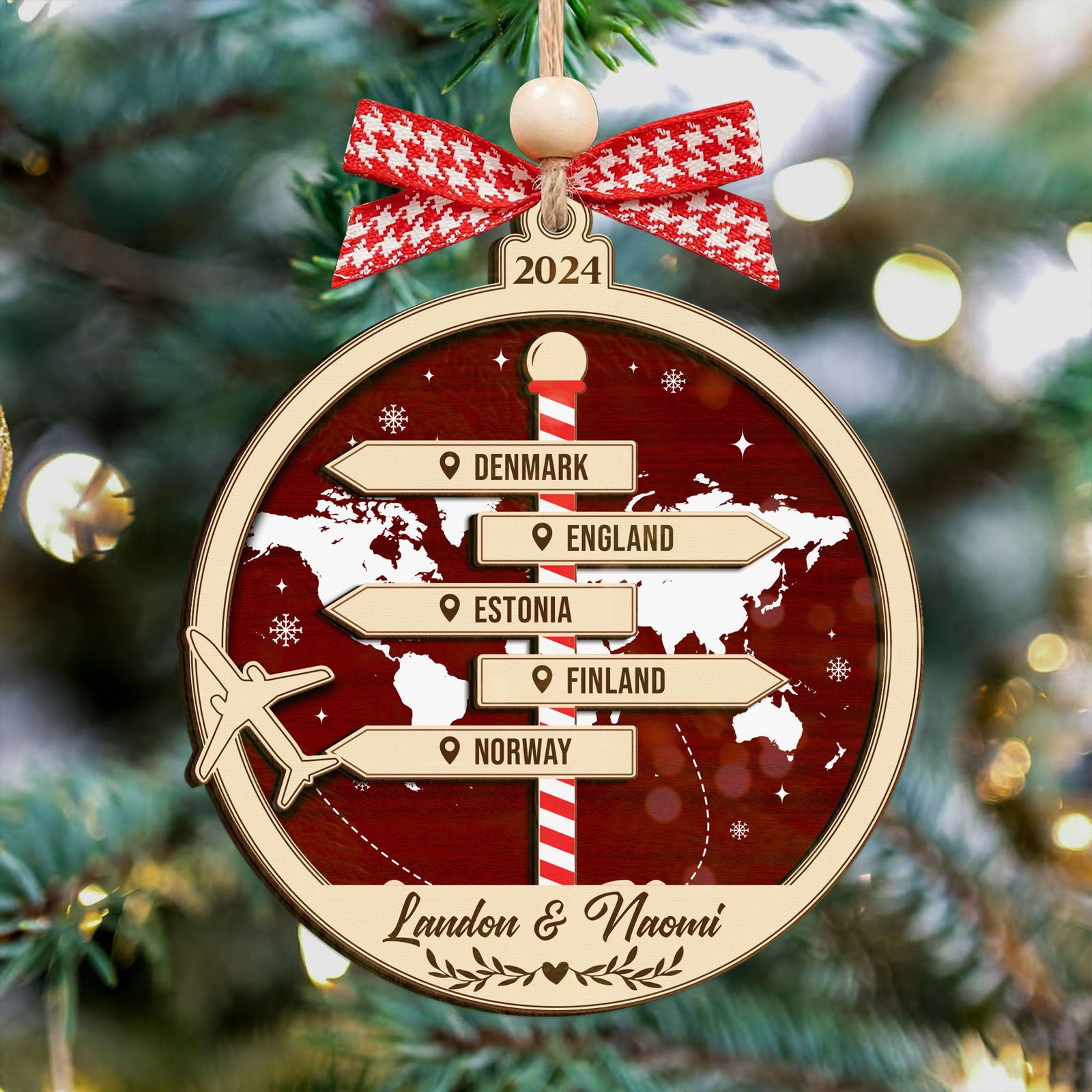 Personalized Travel Adventure Ornament, Couple Traveling Destination Ornament CF745 - 19Gifts