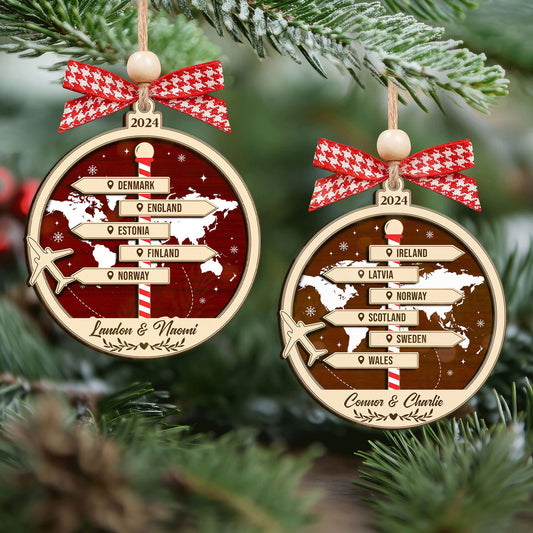 Personalized Travel Adventure Ornament, Couple Traveling Destination Ornament CF745 - 19Gifts