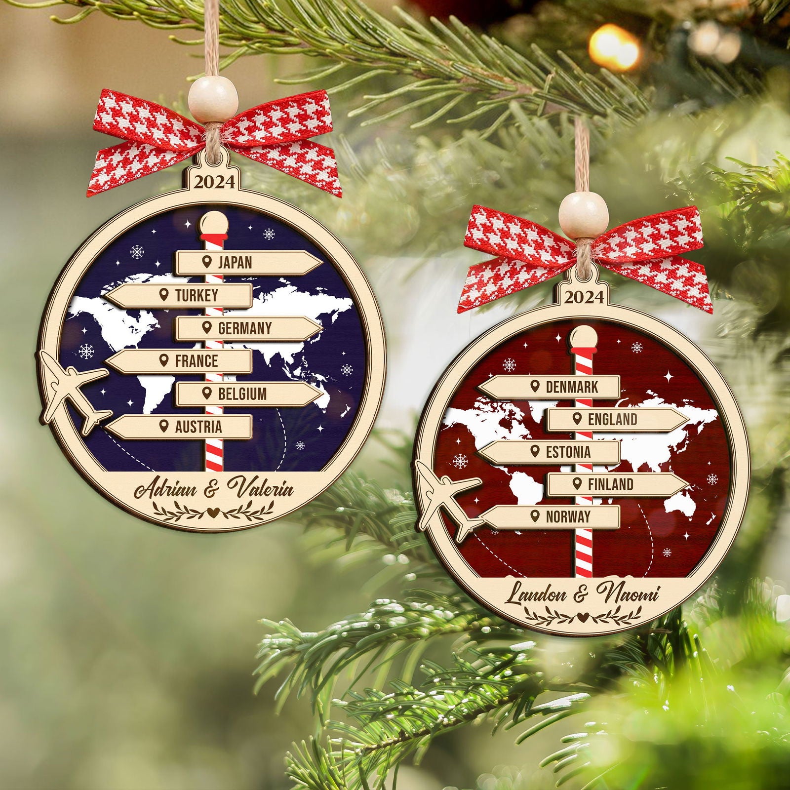 Personalized Travel Adventure Ornament, Couple Traveling Destination Ornament CF745 - 19Gifts