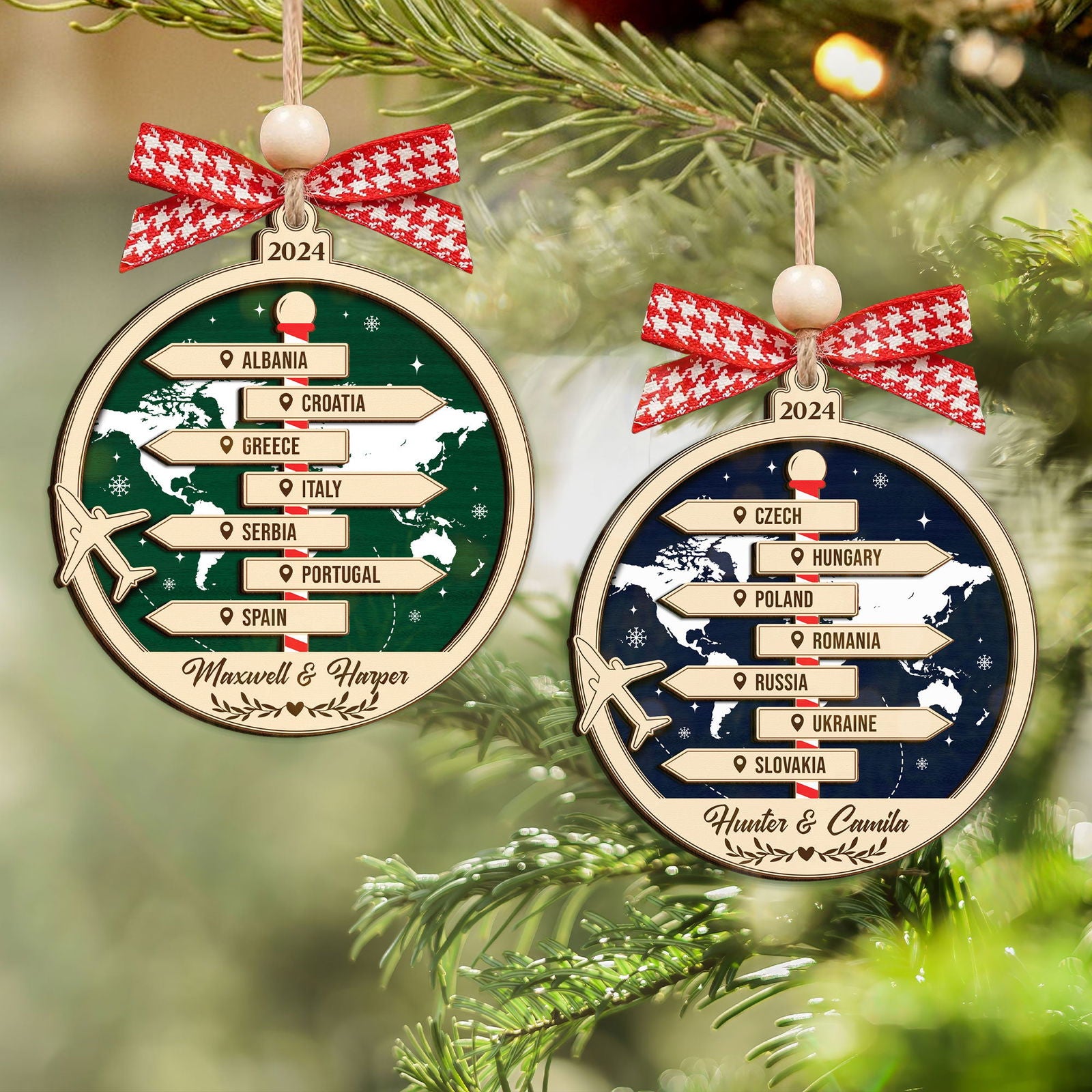 Personalized Travel Adventure Ornament, Couple Traveling Destination Ornament CF745 - 19Gifts