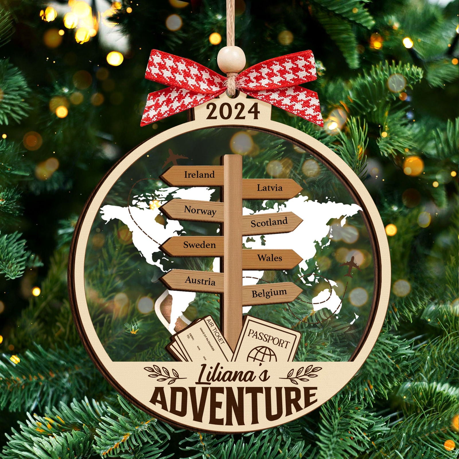 Personalized Travel Adventure Ornament, Couple Traveling Destination Ornament CF755 - 19Gifts