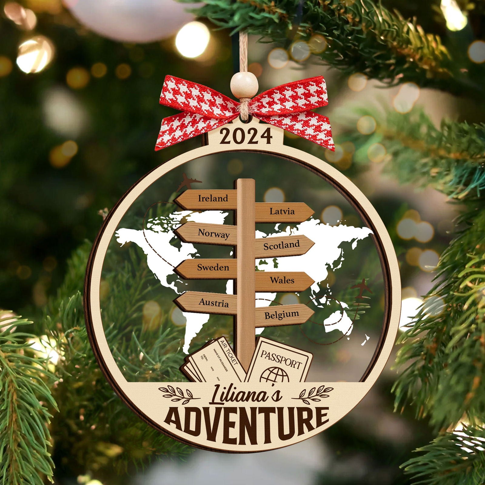 Personalized Travel Adventure Ornament, Couple Traveling Destination Ornament CF755 - 19Gifts
