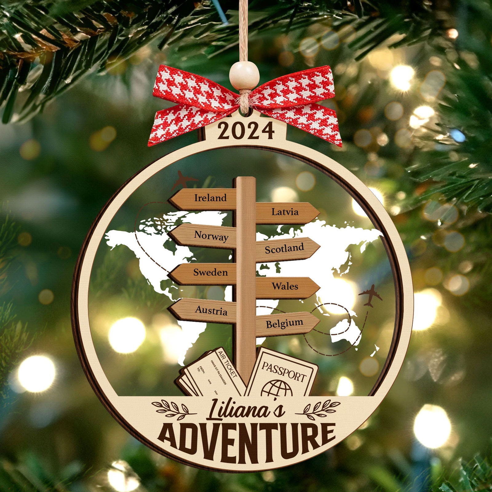 Personalized Travel Adventure Ornament, Couple Traveling Destination Ornament CF755 - 19Gifts