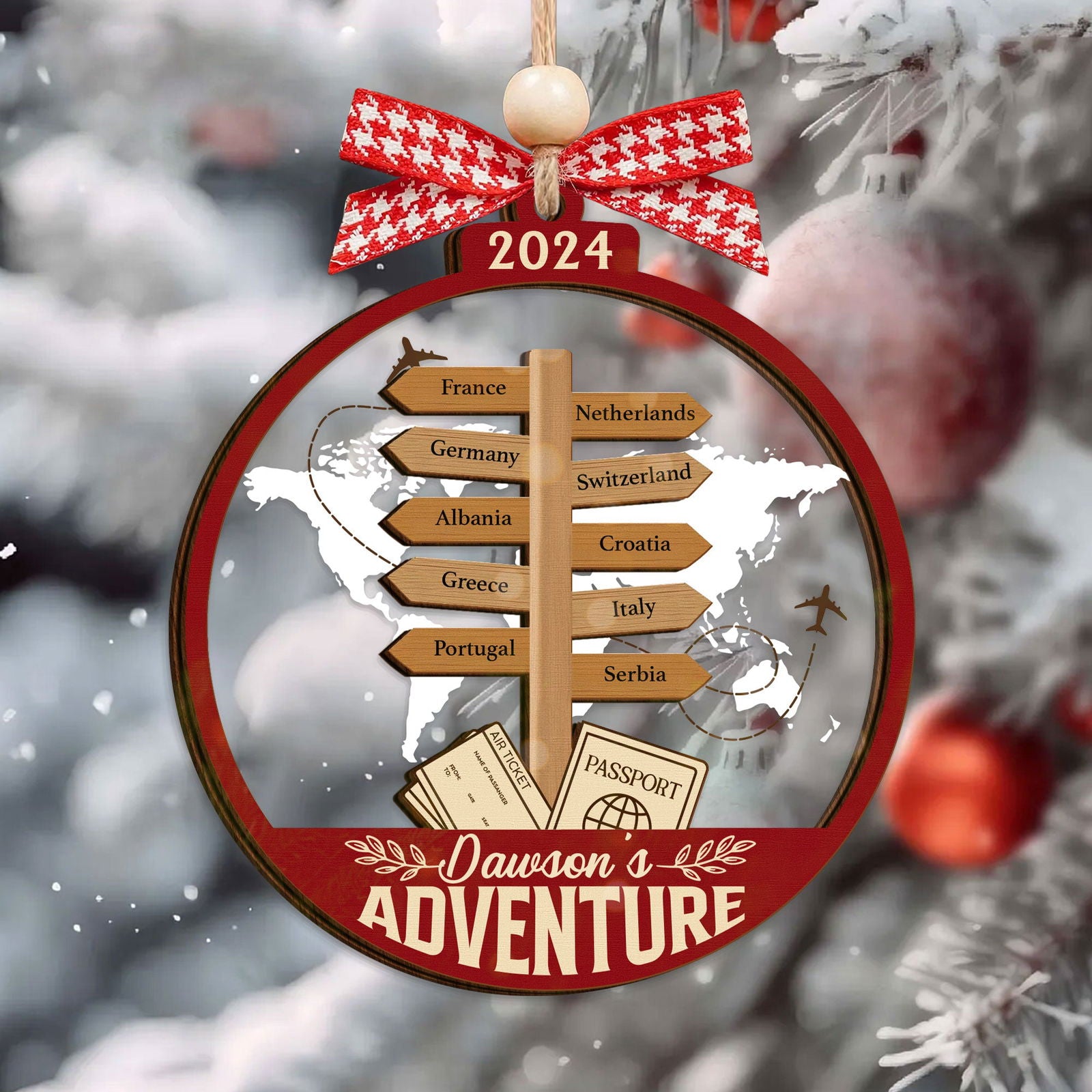 Personalized Travel Adventure Ornament, Couple Traveling Destination Ornament CF755 - 19Gifts
