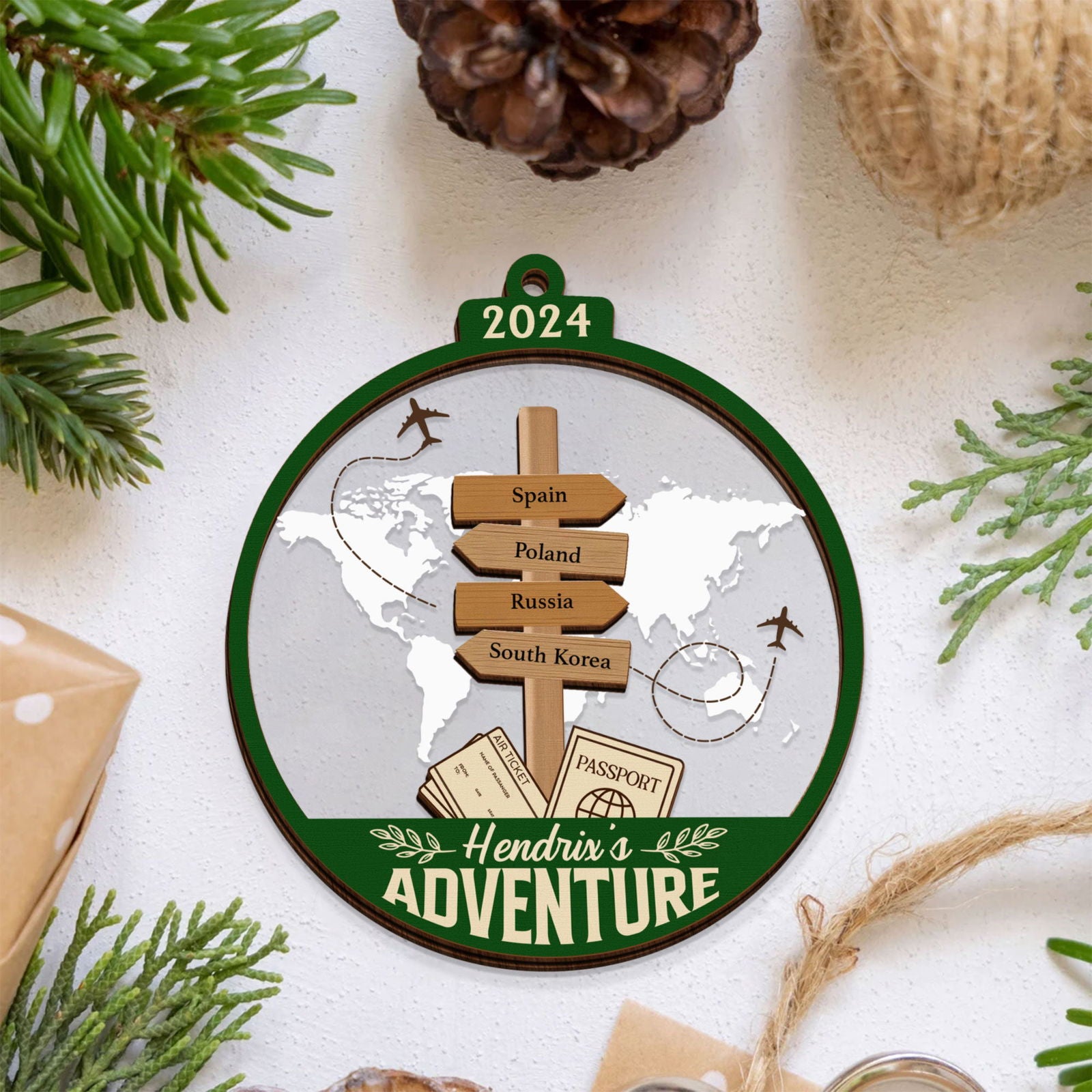 Personalized Travel Adventure Ornament, Couple Traveling Destination Ornament CF755 - 19Gifts