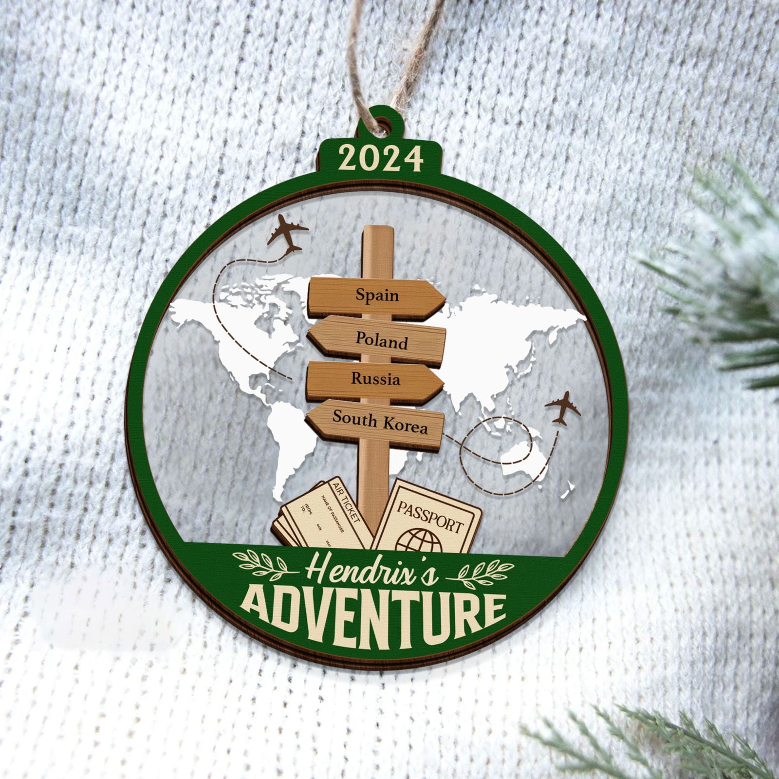 Personalized Travel Adventure Ornament, Couple Traveling Destination Ornament CF755 - 19Gifts