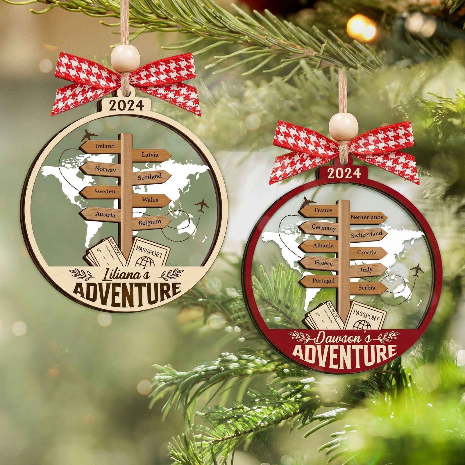 Personalized Travel Adventure Ornament, Couple Traveling Destination Ornament CF755 - 19Gifts