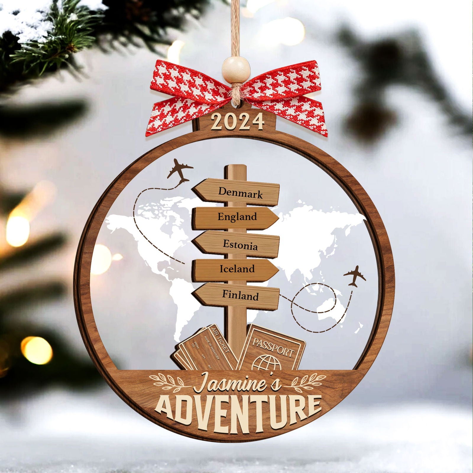 Personalized Travel Adventure Ornament, Couple Traveling Destination Ornament CF755 - 19Gifts