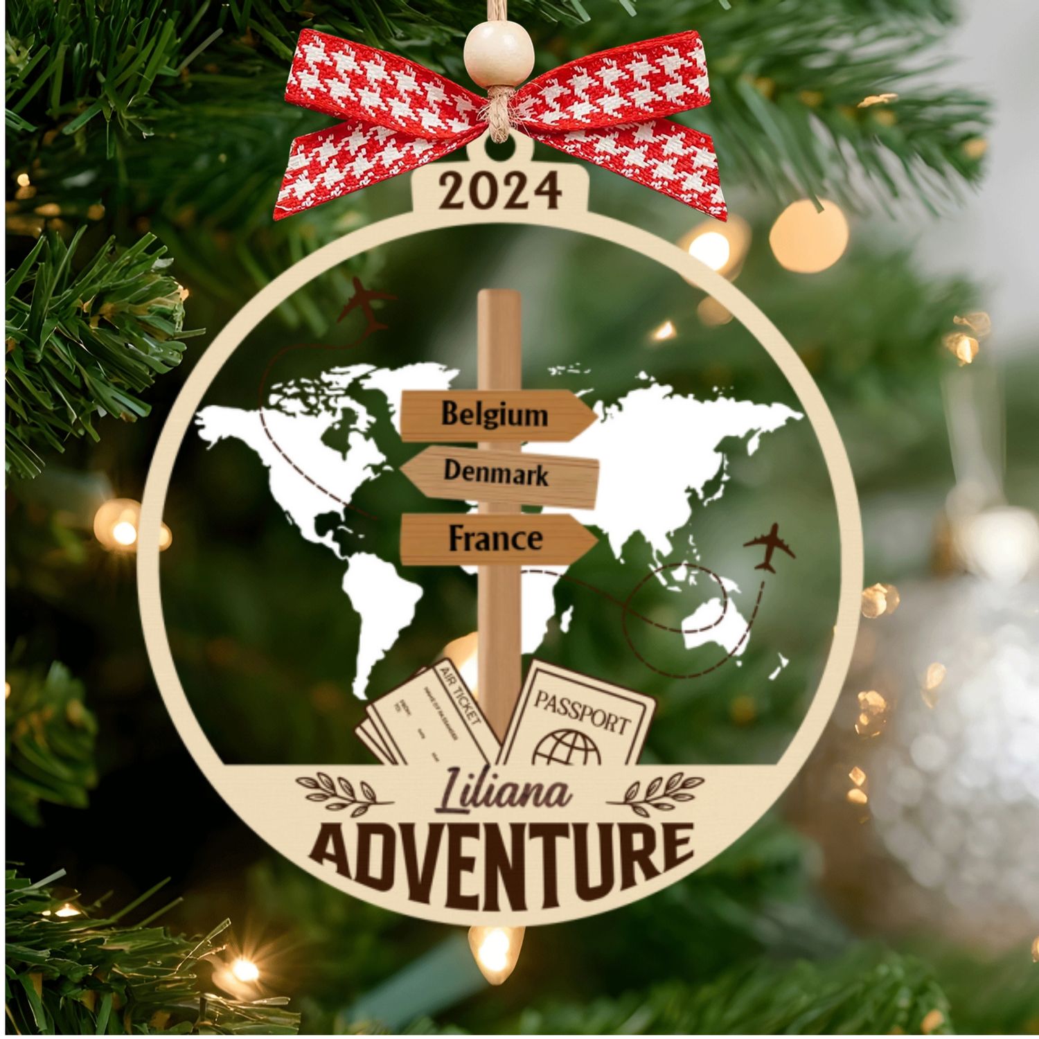 Personalized Travel Adventure Ornament, Couple Traveling Destination Ornament CF755 - 19Gifts