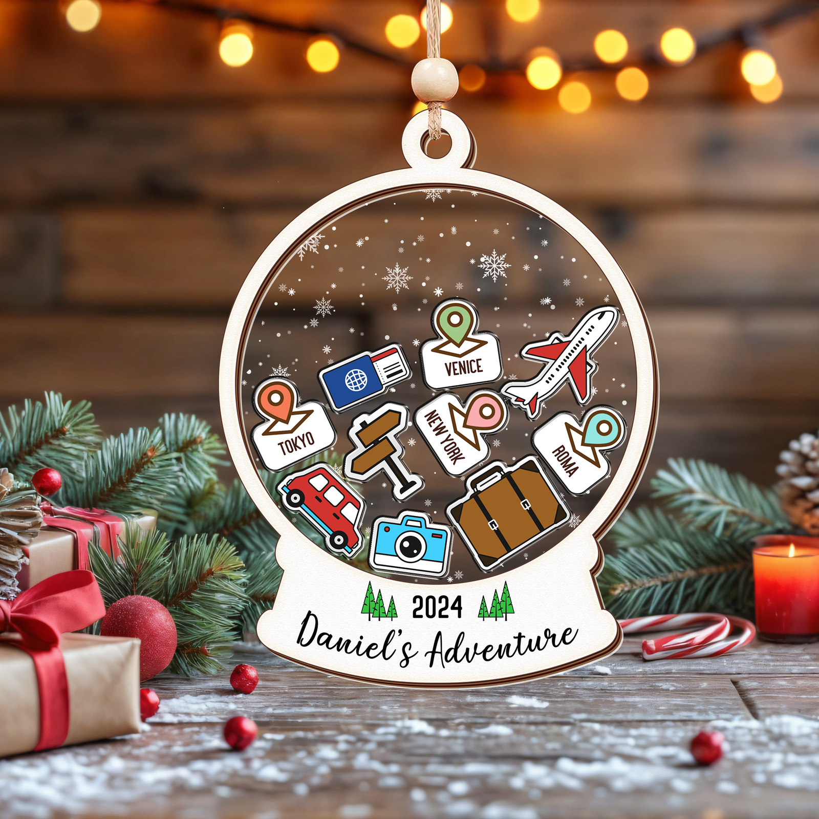 Personalized Travel Adventure Ornament, Traveling Destination Ornament, CF654 - 19Gifts