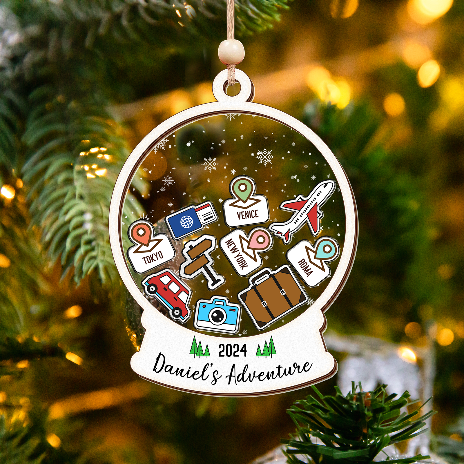 Personalized Travel Adventure Ornament, Traveling Destination Ornament, CF654 - 19Gifts
