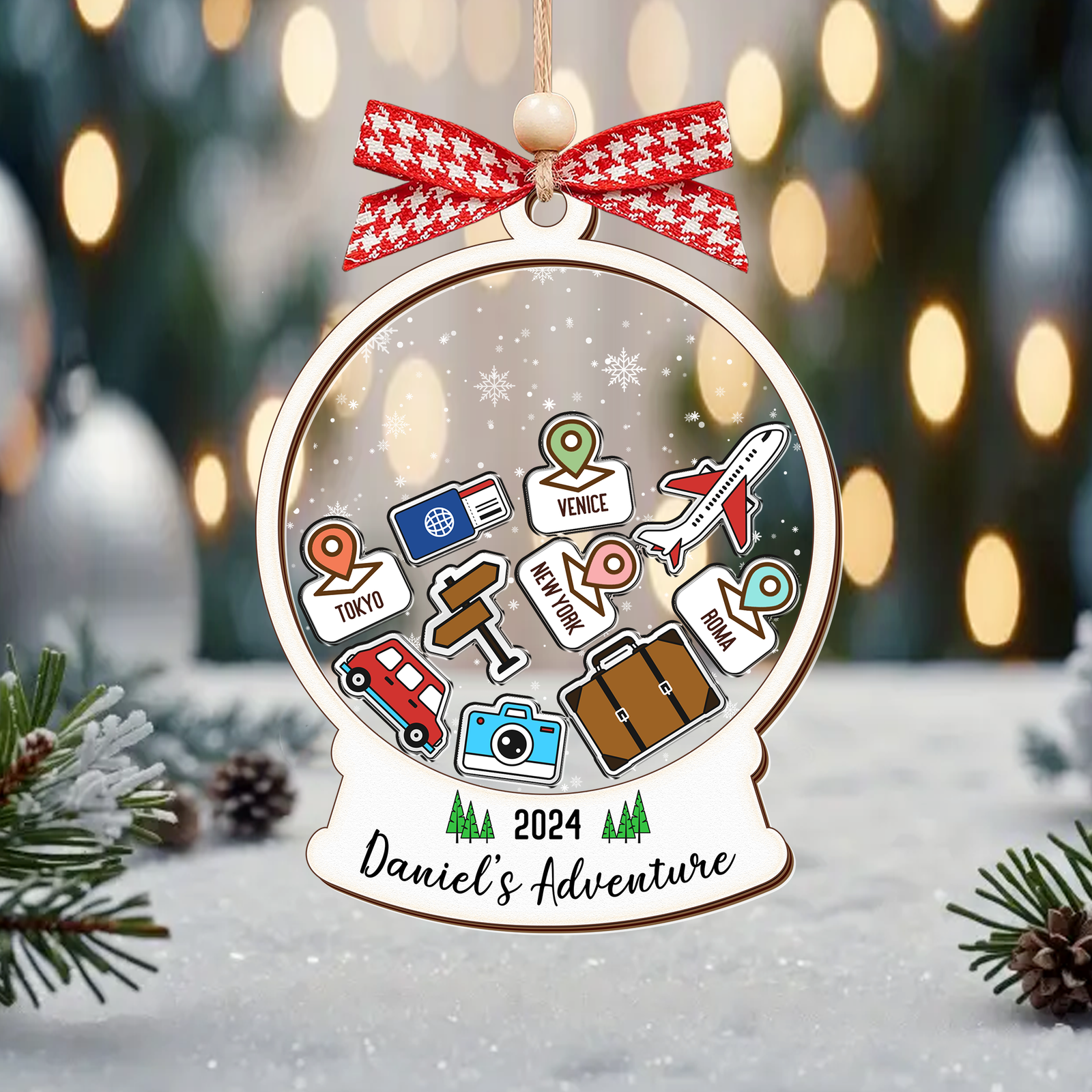Personalized Travel Adventure Ornament, Traveling Destination Ornament, CF654 - 19Gifts