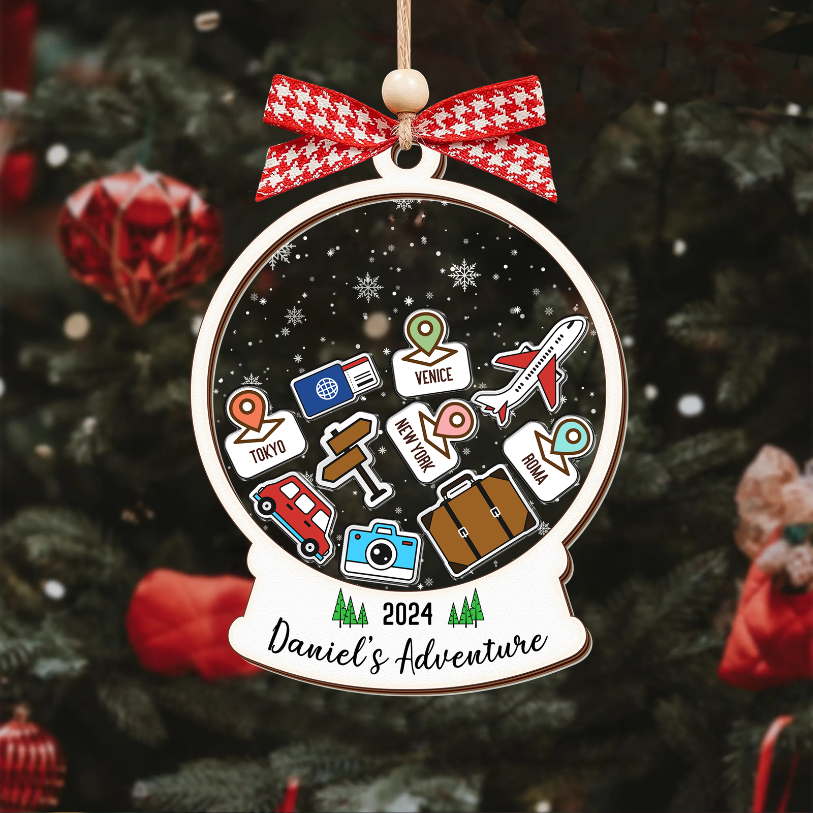 Personalized Travel Adventure Ornament, Traveling Destination Ornament, CF654 - 19Gifts