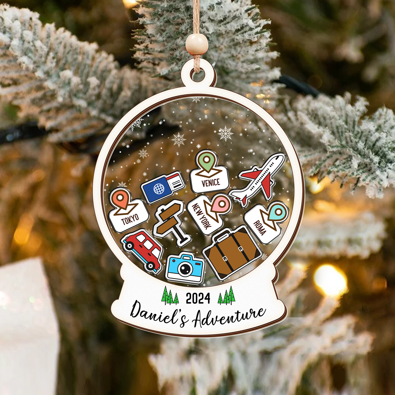 Personalized Travel Adventure Ornament, Traveling Destination Ornament, CF654 - 19Gifts