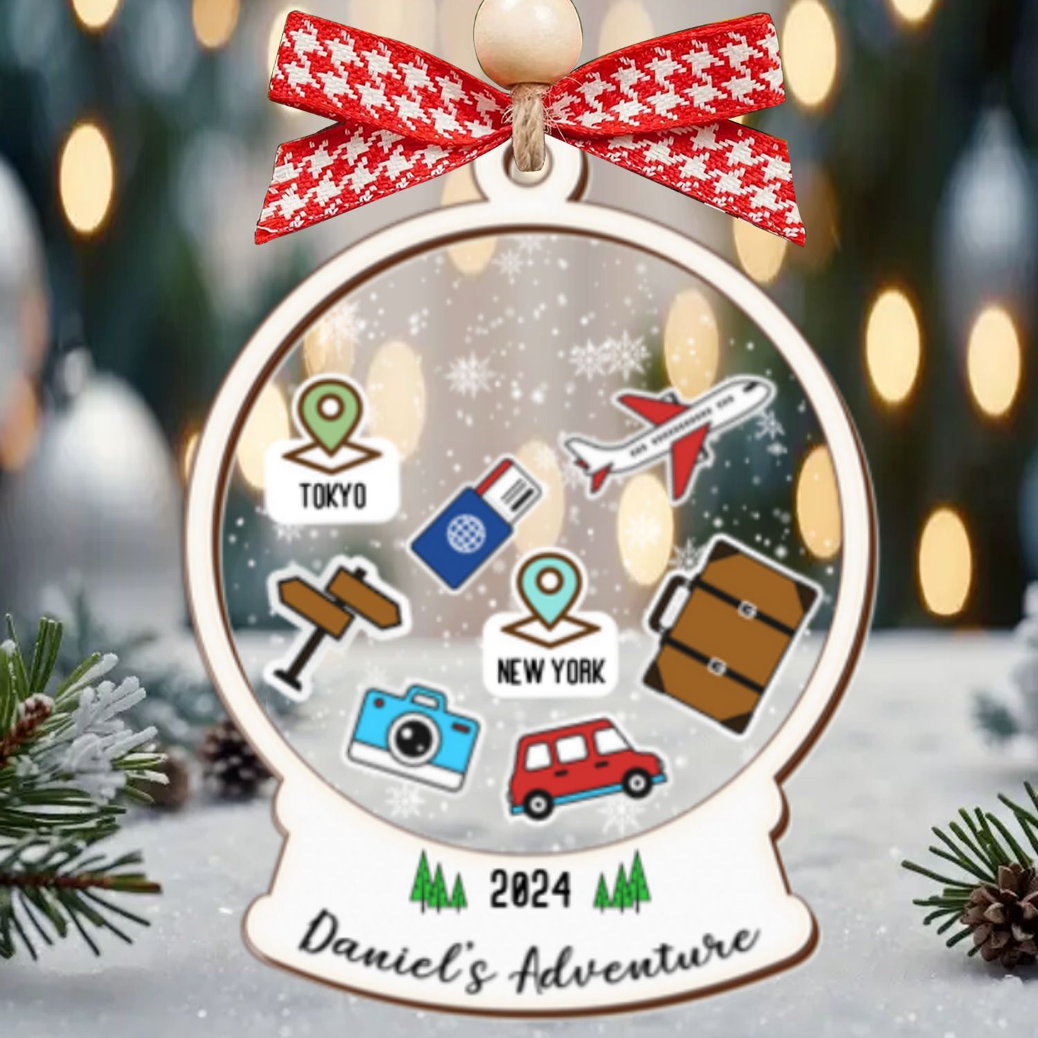 Personalized Travel Adventure Ornament, Traveling Destination Ornament, CF654 - 19Gifts