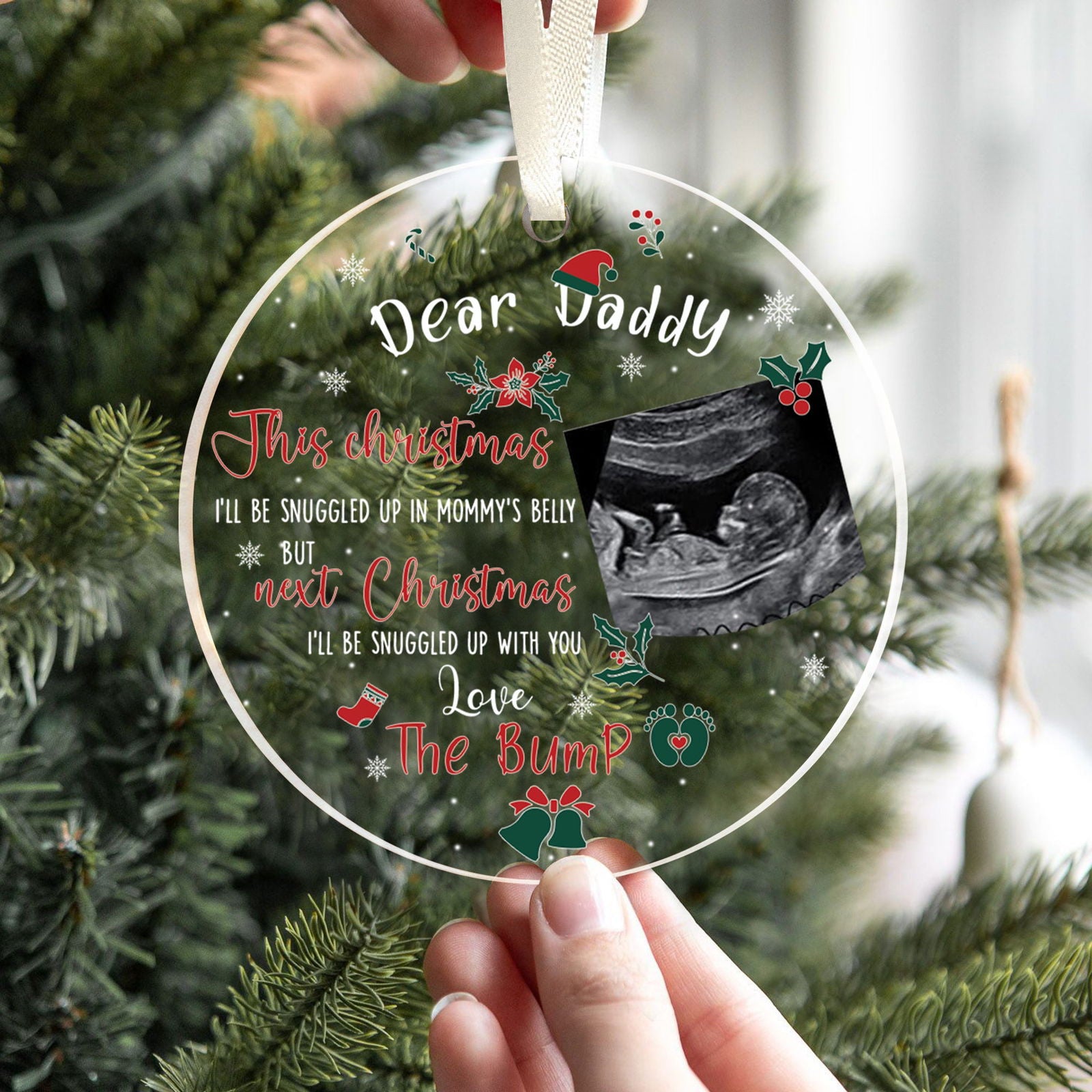 Personalized Ultrasound Ornament, Dear Daddy Ornament, Gift for New Dad AV03-27 - 19Gifts