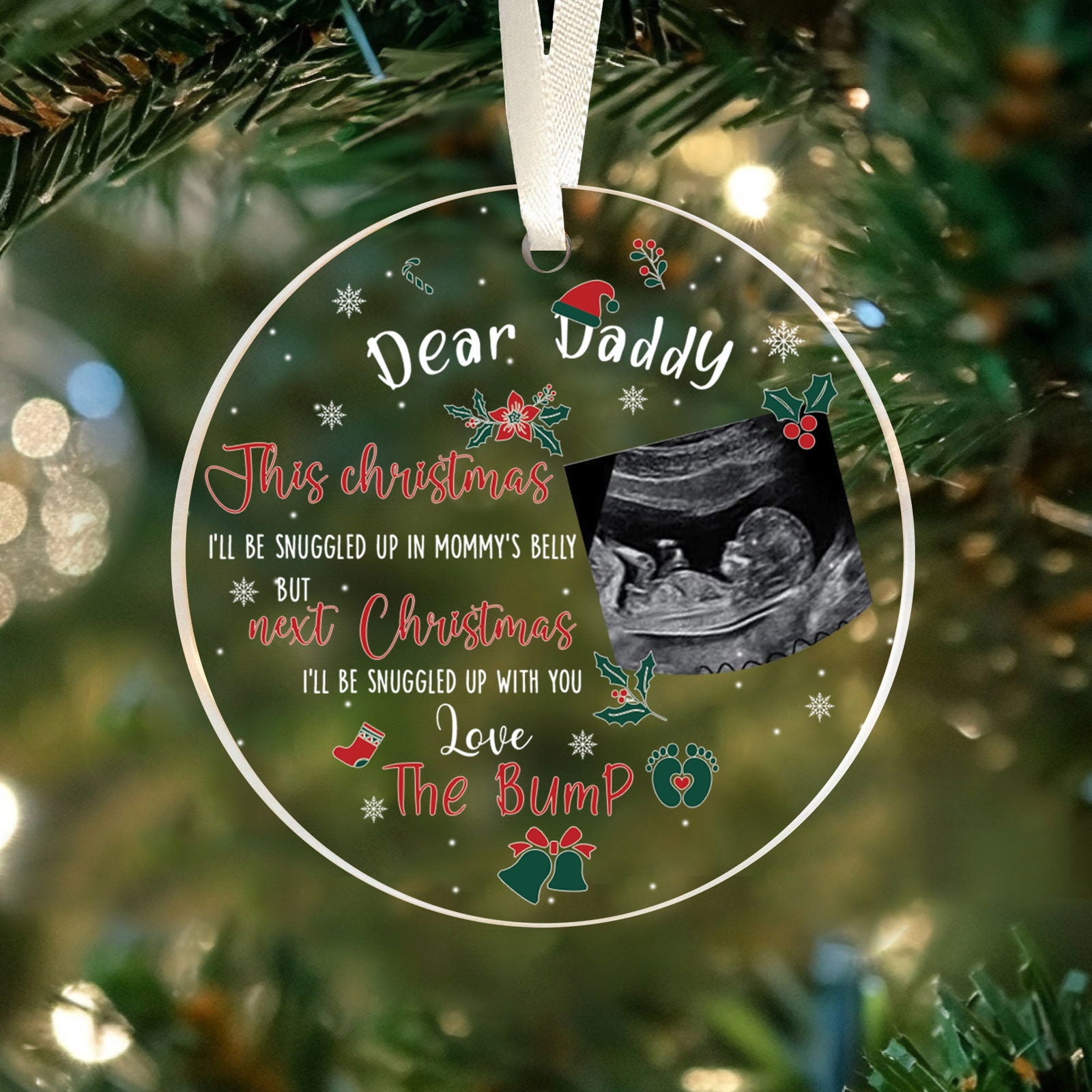 Personalized Ultrasound Ornament, Dear Daddy Ornament, Gift for New Dad AV03-27 - 19Gifts