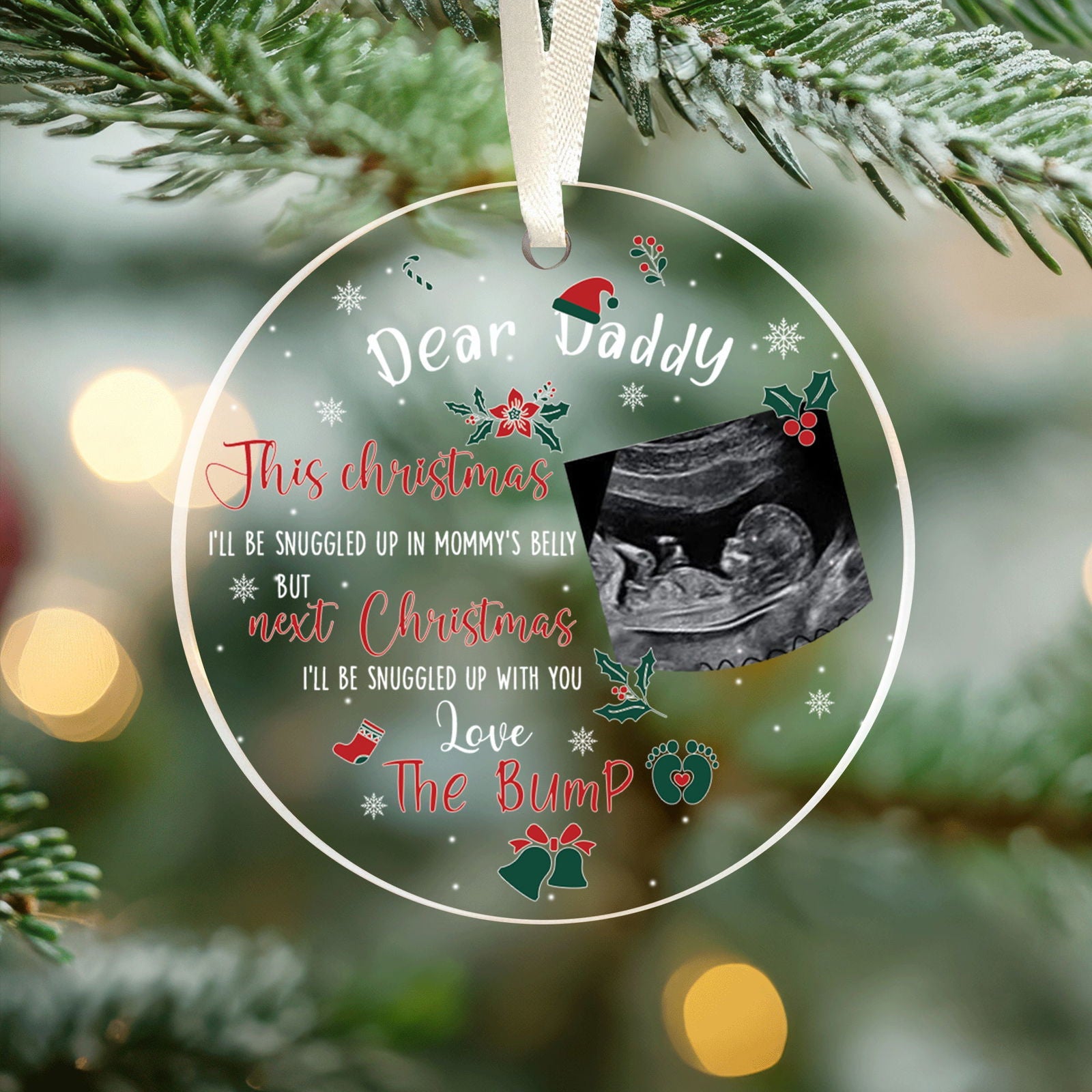 Personalized Ultrasound Ornament, Dear Daddy Ornament, Gift for New Dad AV03-27 - 19Gifts