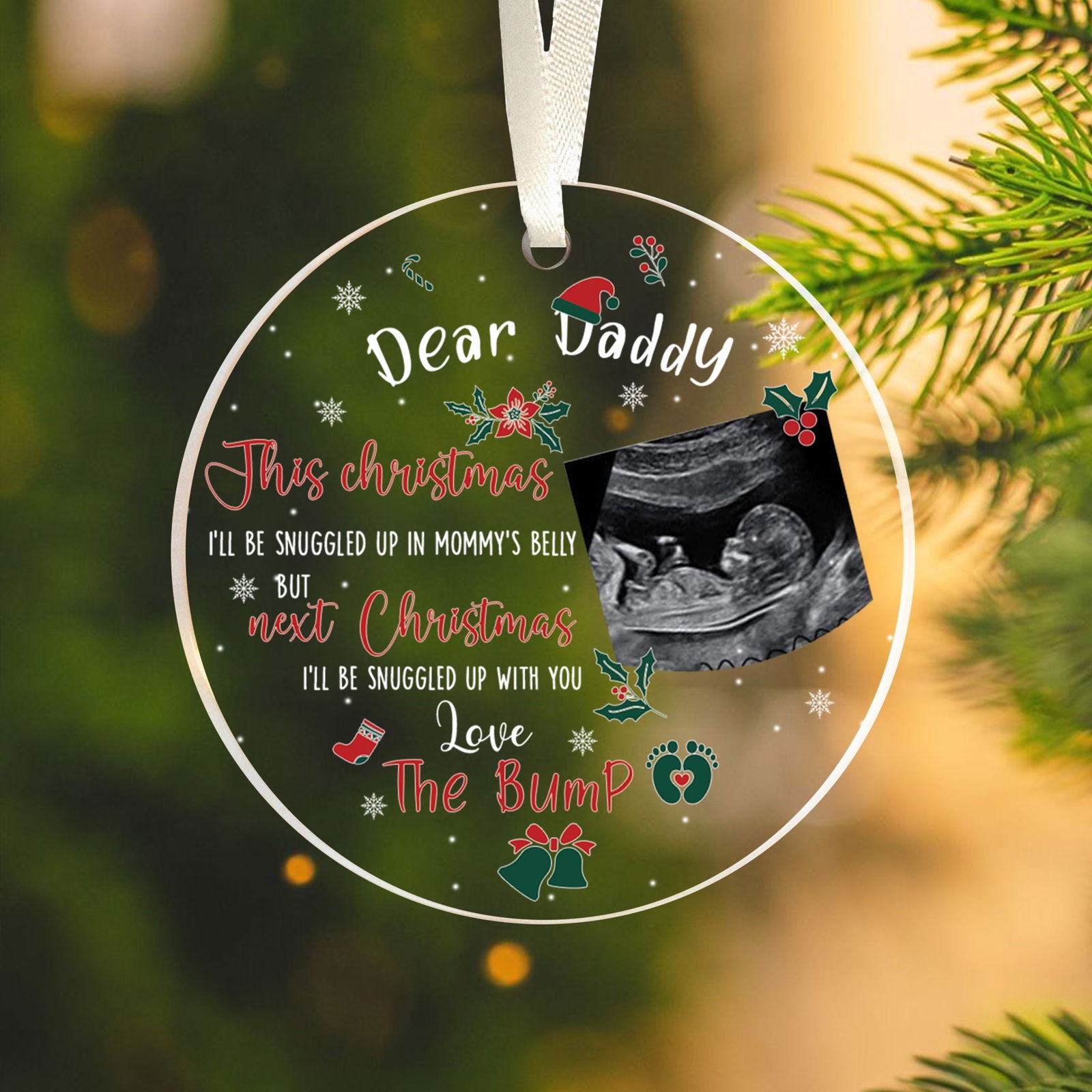 Personalized Ultrasound Ornament, Dear Daddy Ornament, Gift for New Dad AV03-27 - 19Gifts