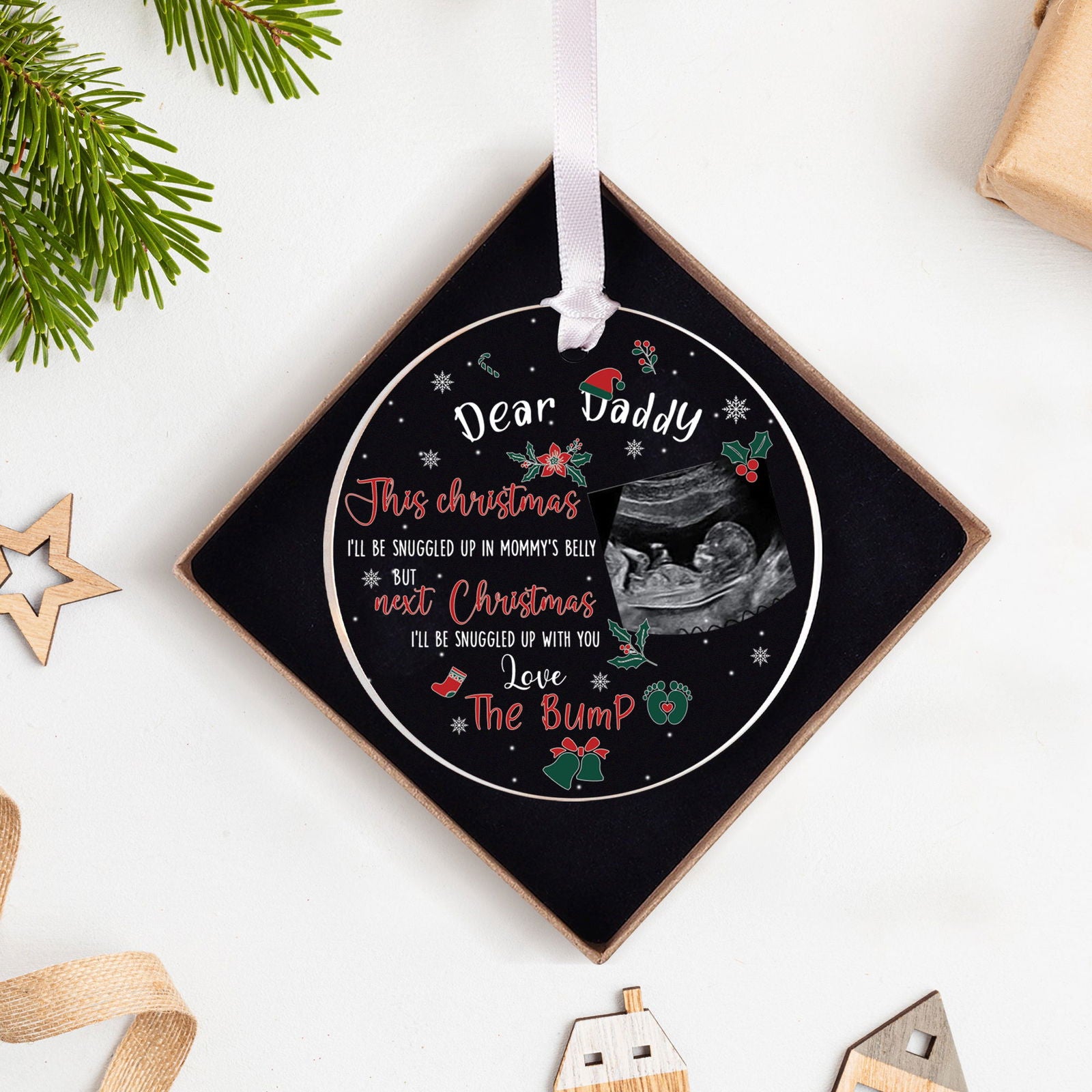 Personalized Ultrasound Ornament, Dear Daddy Ornament, Gift for New Dad AV03-27 - 19Gifts