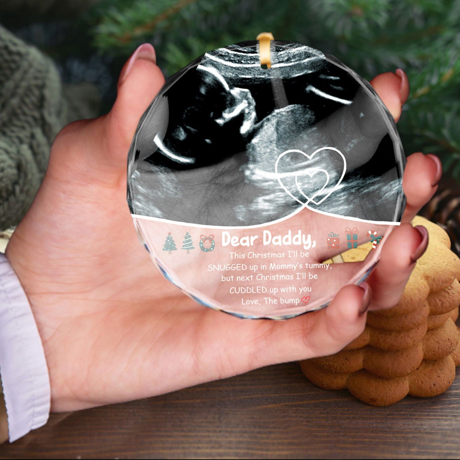 Personalized Ultrasound Ornament, This Christmas Baby Bump To Daddy GX03-23 - 19Gifts