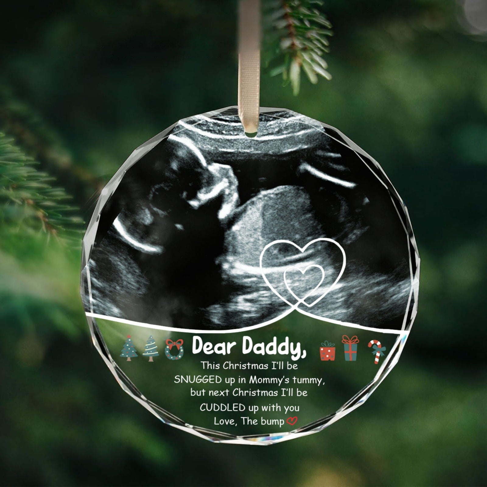 Personalized Ultrasound Ornament, This Christmas Baby Bump To Daddy GX03-23 - 19Gifts