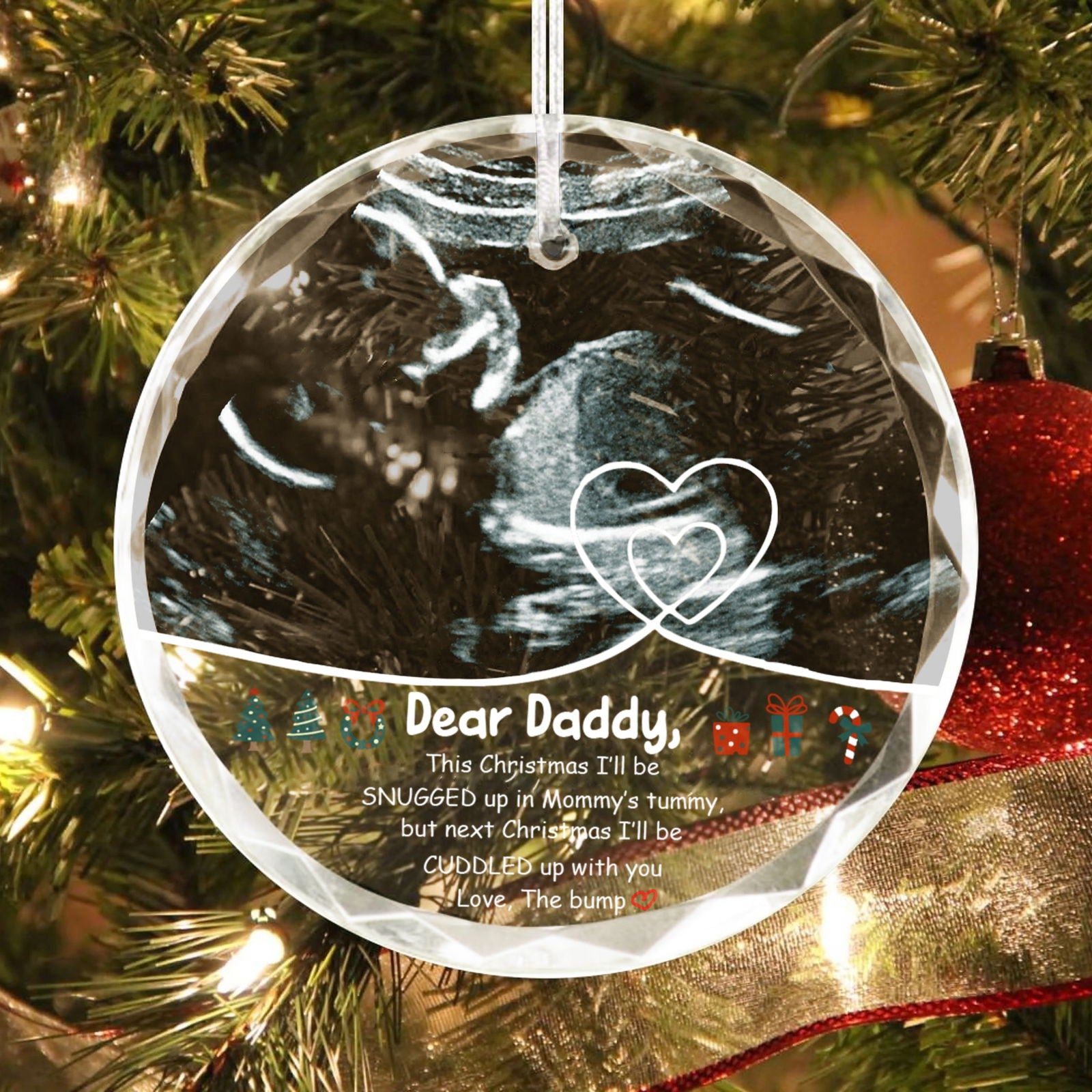 Personalized Ultrasound Ornament, This Christmas Baby Bump To Daddy GX03-23 - 19Gifts