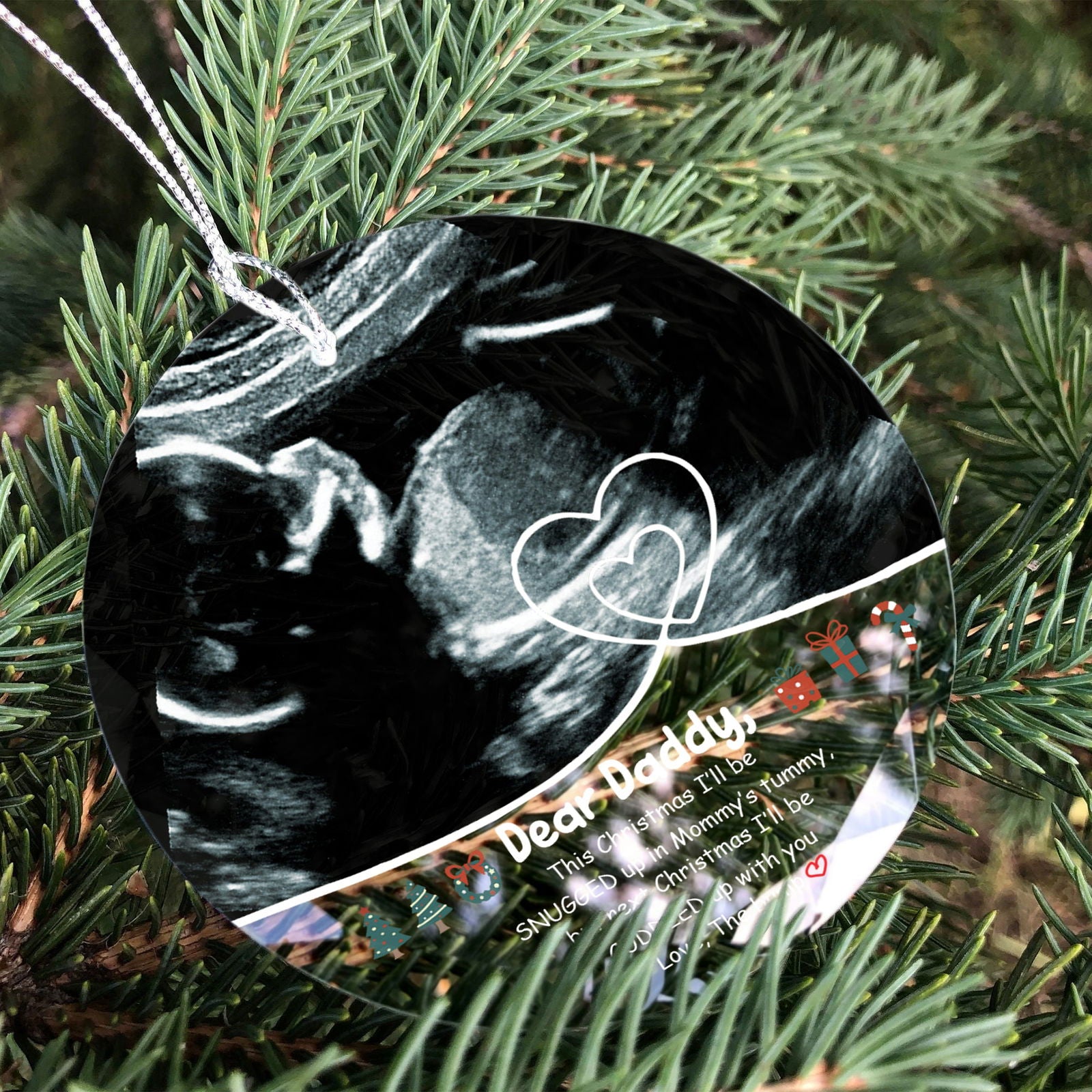 Personalized Ultrasound Ornament, This Christmas Baby Bump To Daddy GX03-23 - 19Gifts
