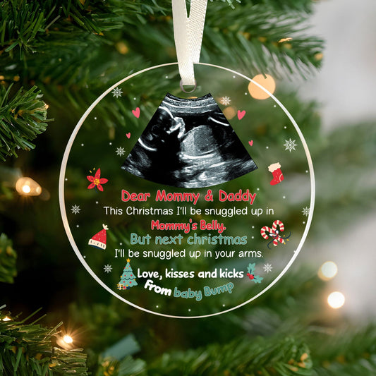 Personalized Ultrasound Ornament, This Christmas Baby Bump To Daddy and Mommy Ornament AV03-26 - 19Gifts