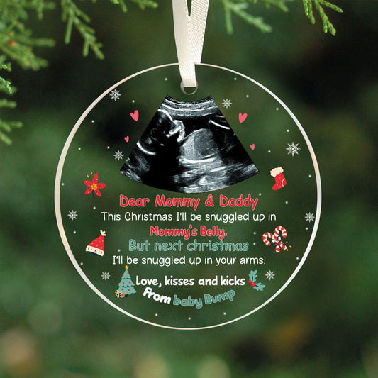 Personalized Ultrasound Ornament, This Christmas Baby Bump To Daddy and Mommy Ornament AV03-26 - 19Gifts