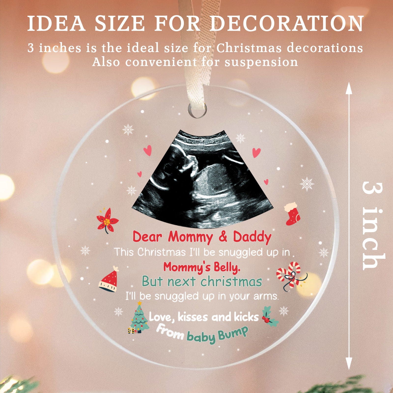 Personalized Ultrasound Ornament, This Christmas Baby Bump To Daddy and Mommy Ornament AV03-26 - 19Gifts