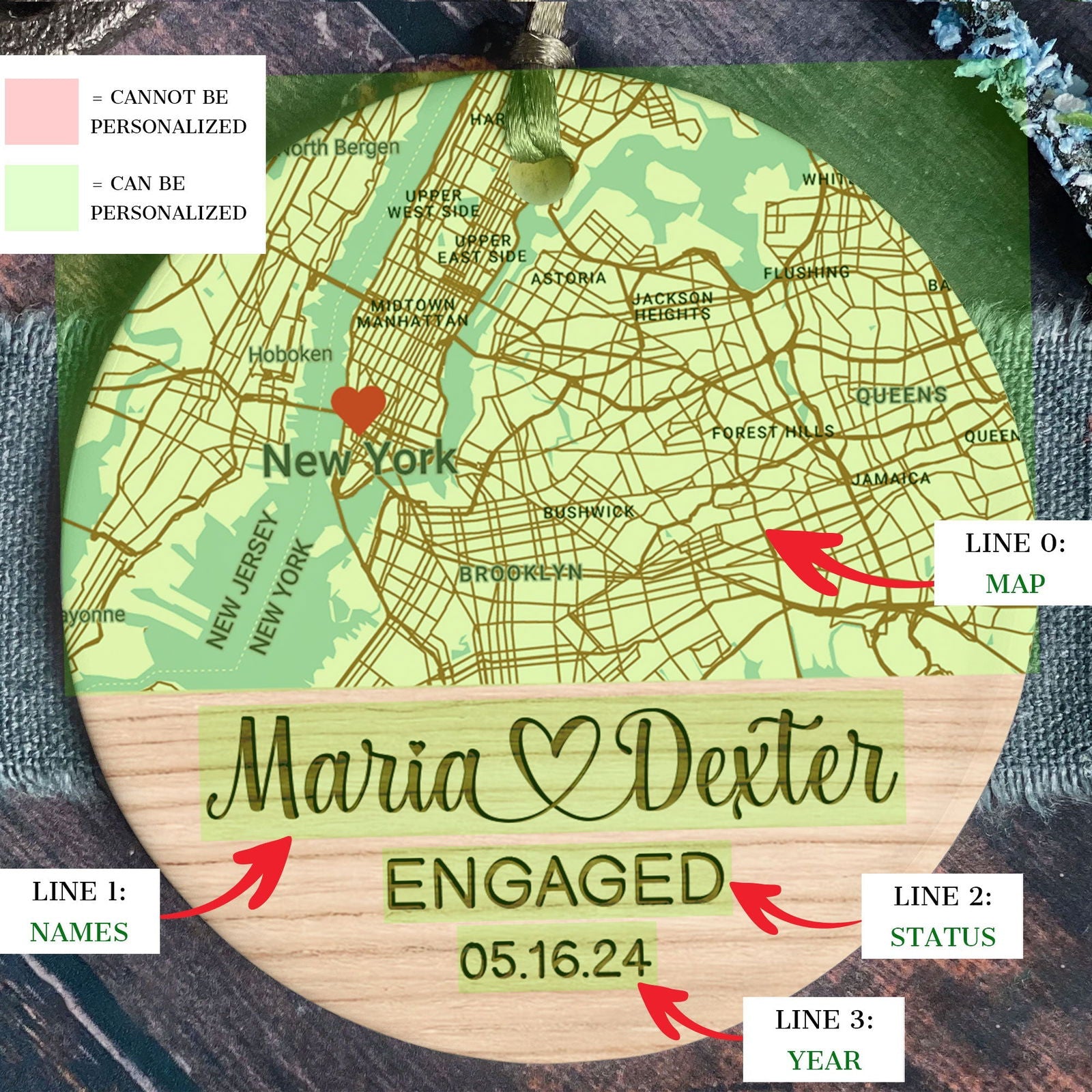 Personalized Wedding Anniversary Ceramic Ornament, Custom 2 Sided Ceramic Photo Ornament CQ02-1 - 19Gifts