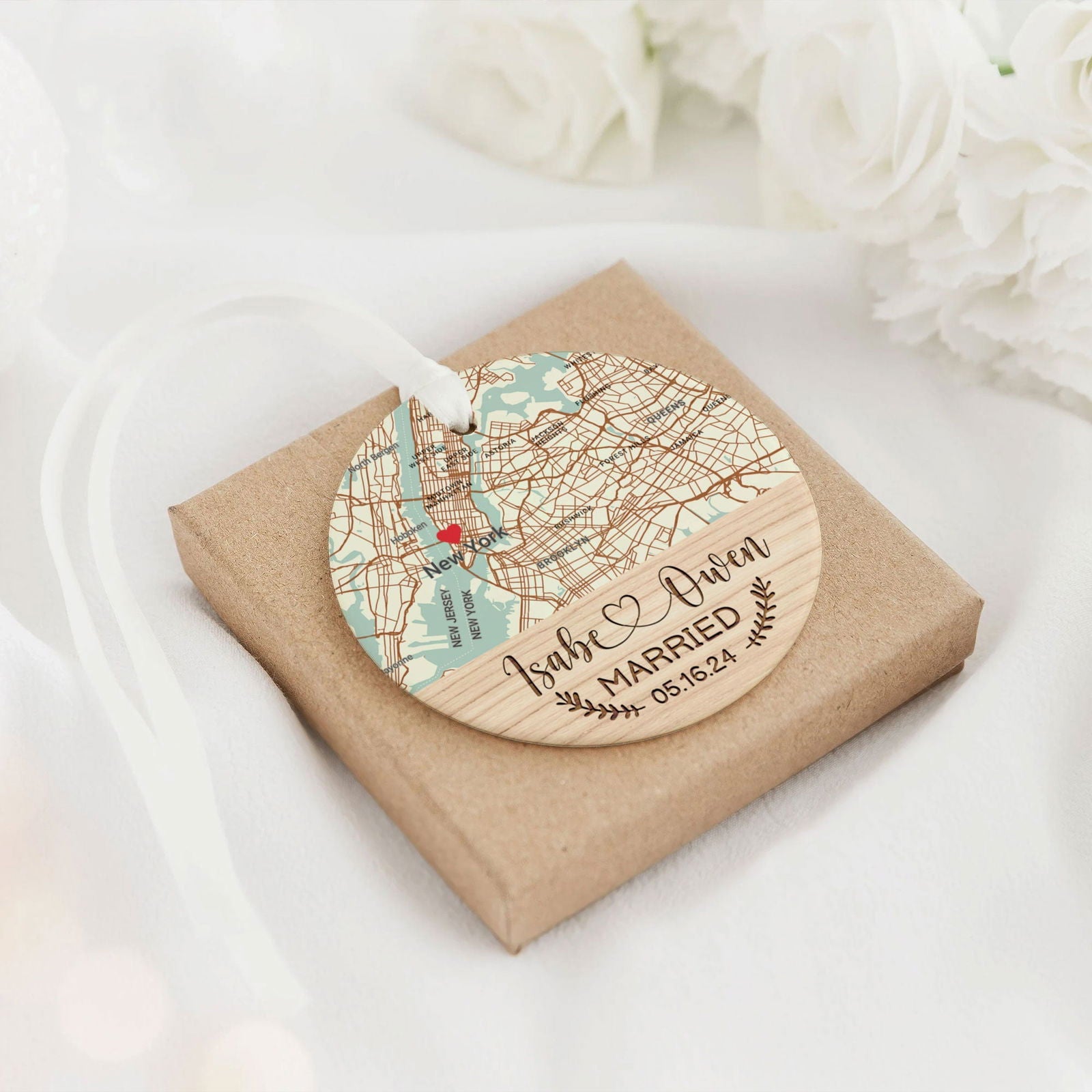 Personalized Wedding Anniversary Ceramic Ornament, Custom 2 Sided Ceramic Photo Ornament CQ02-1 - 19Gifts
