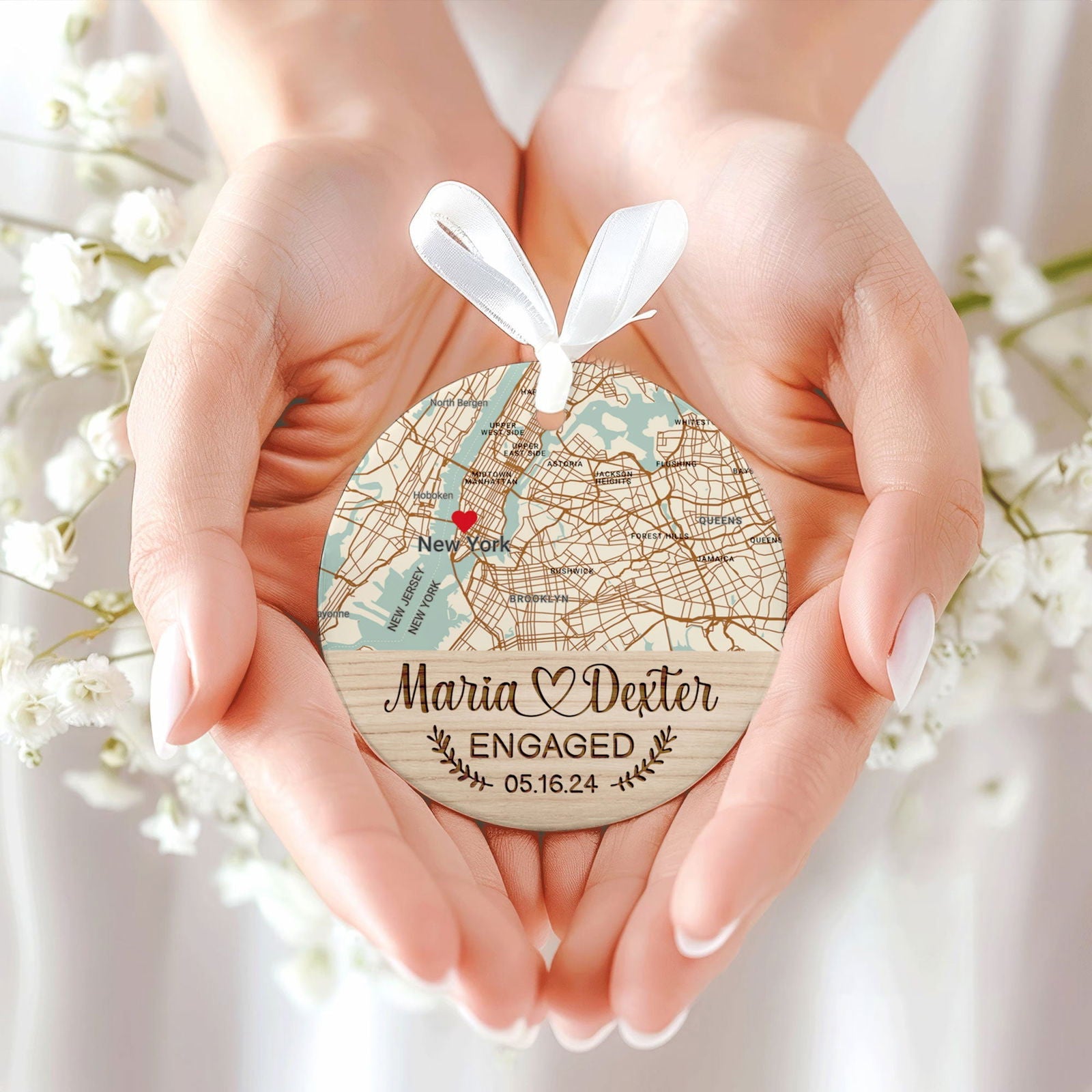 Personalized Wedding Anniversary Ceramic Ornament, Custom 2 Sided Ceramic Photo Ornament CQ02-1 - 19Gifts