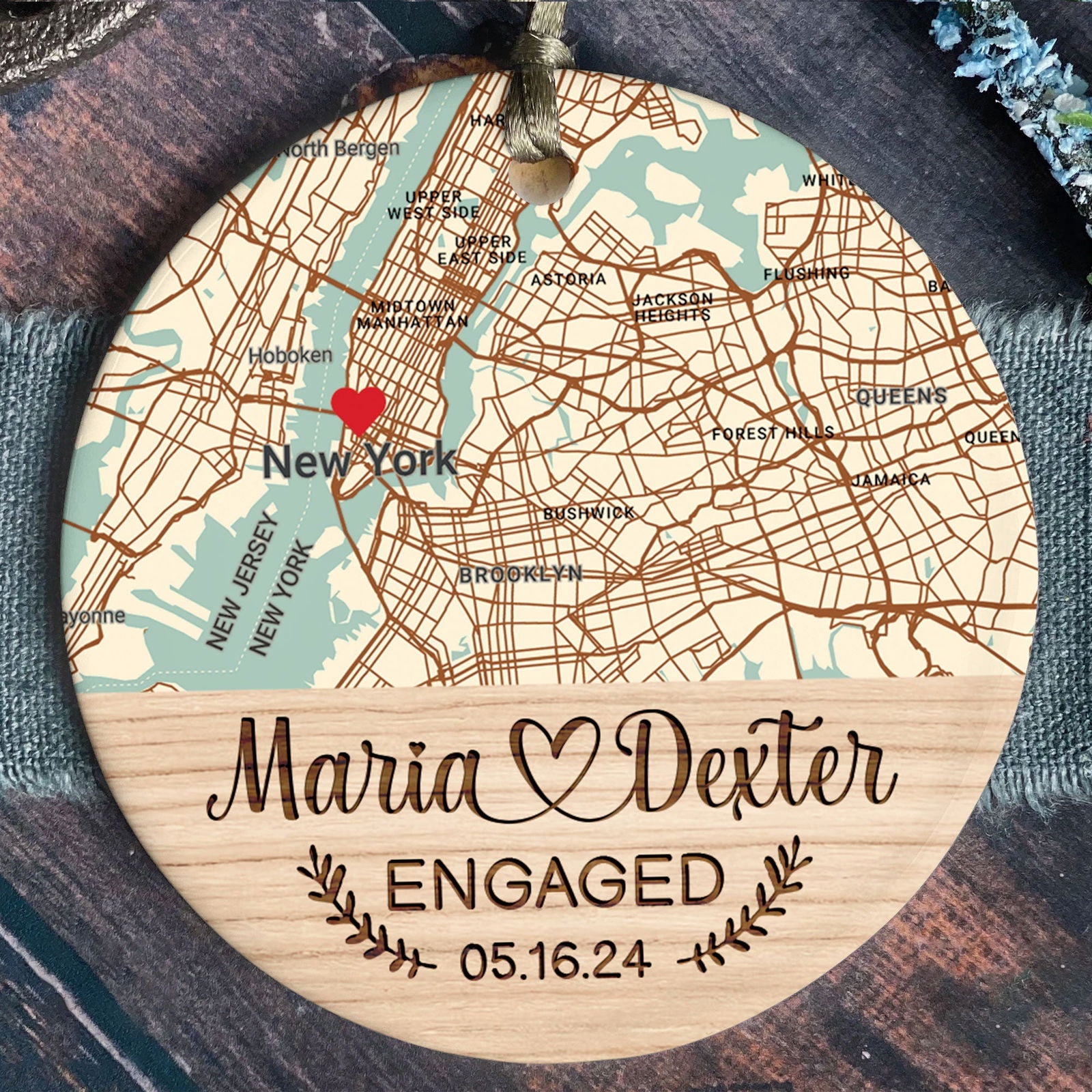 Personalized Wedding Anniversary Ceramic Ornament, Custom 2 Sided Ceramic Photo Ornament CQ02-1 - 19Gifts