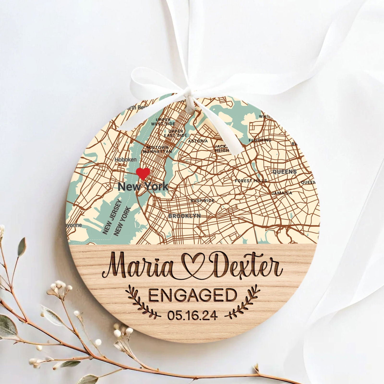 Personalized Wedding Anniversary Ceramic Ornament, Custom 2 Sided Ceramic Photo Ornament CQ02-1 - 19Gifts