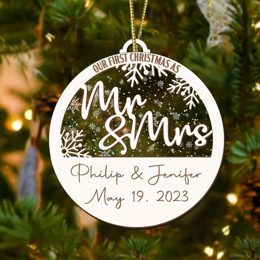 Personalized Wedding Gift Ornament, First Christmas Married, Just Married Ornament CF130 - 19Gifts