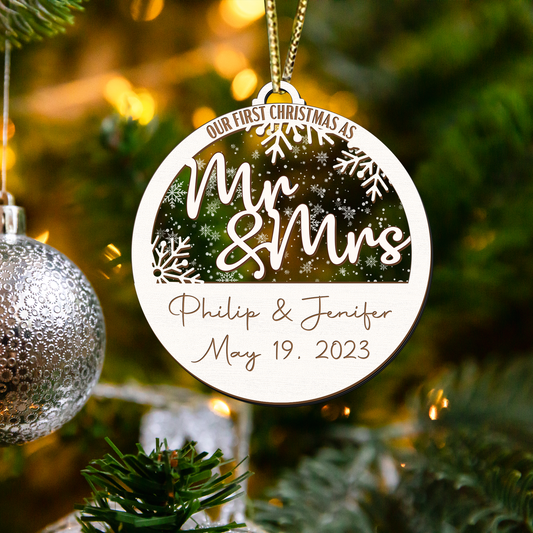 Personalized Wedding Gift Ornament, First Christmas Married, Just Married Ornament CF130 - 19Gifts