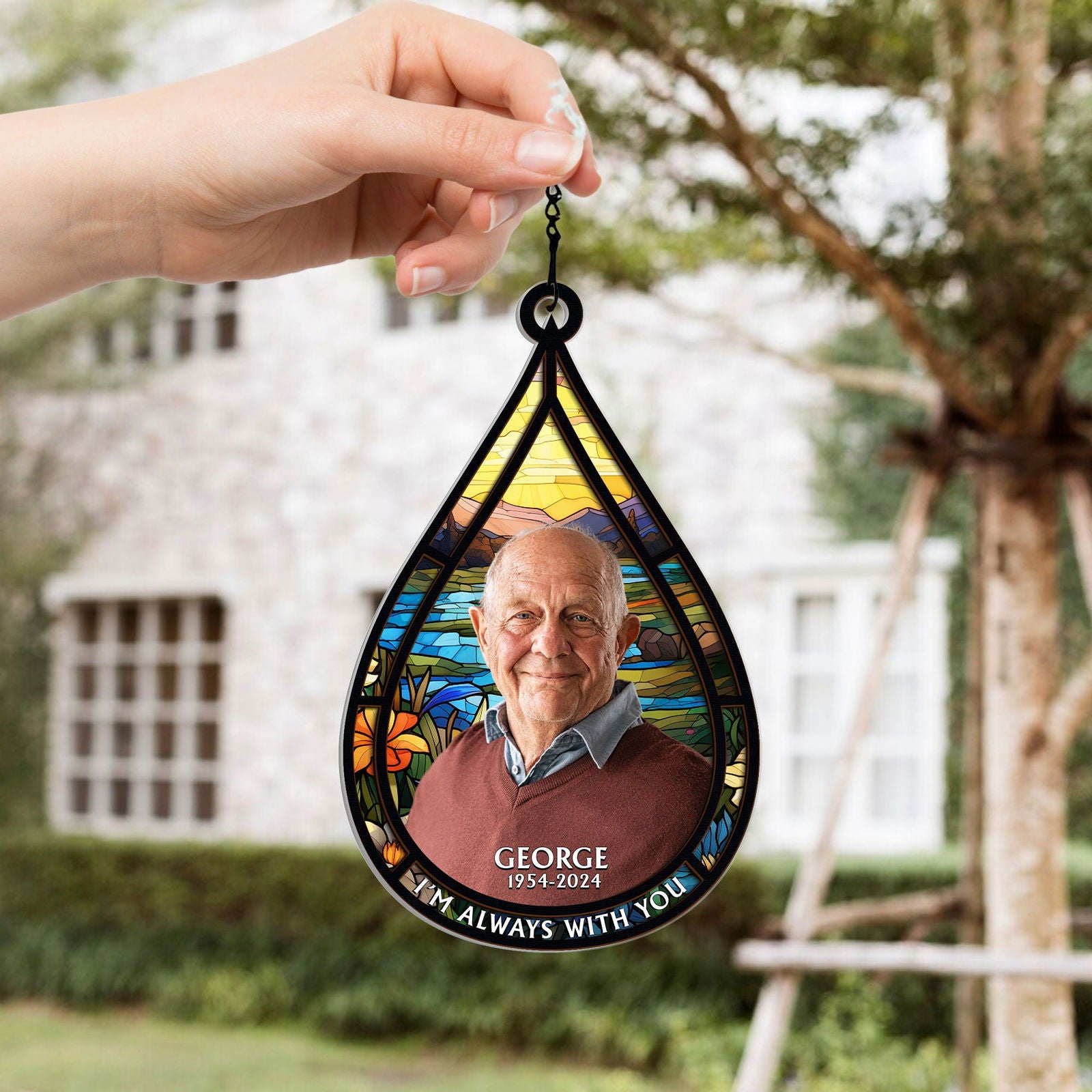 Personalized Window Hanging Suncatcher Photo Ornament, Memorial Gift Teardrop, Memorial Suncatcher CF686 - 19Gifts