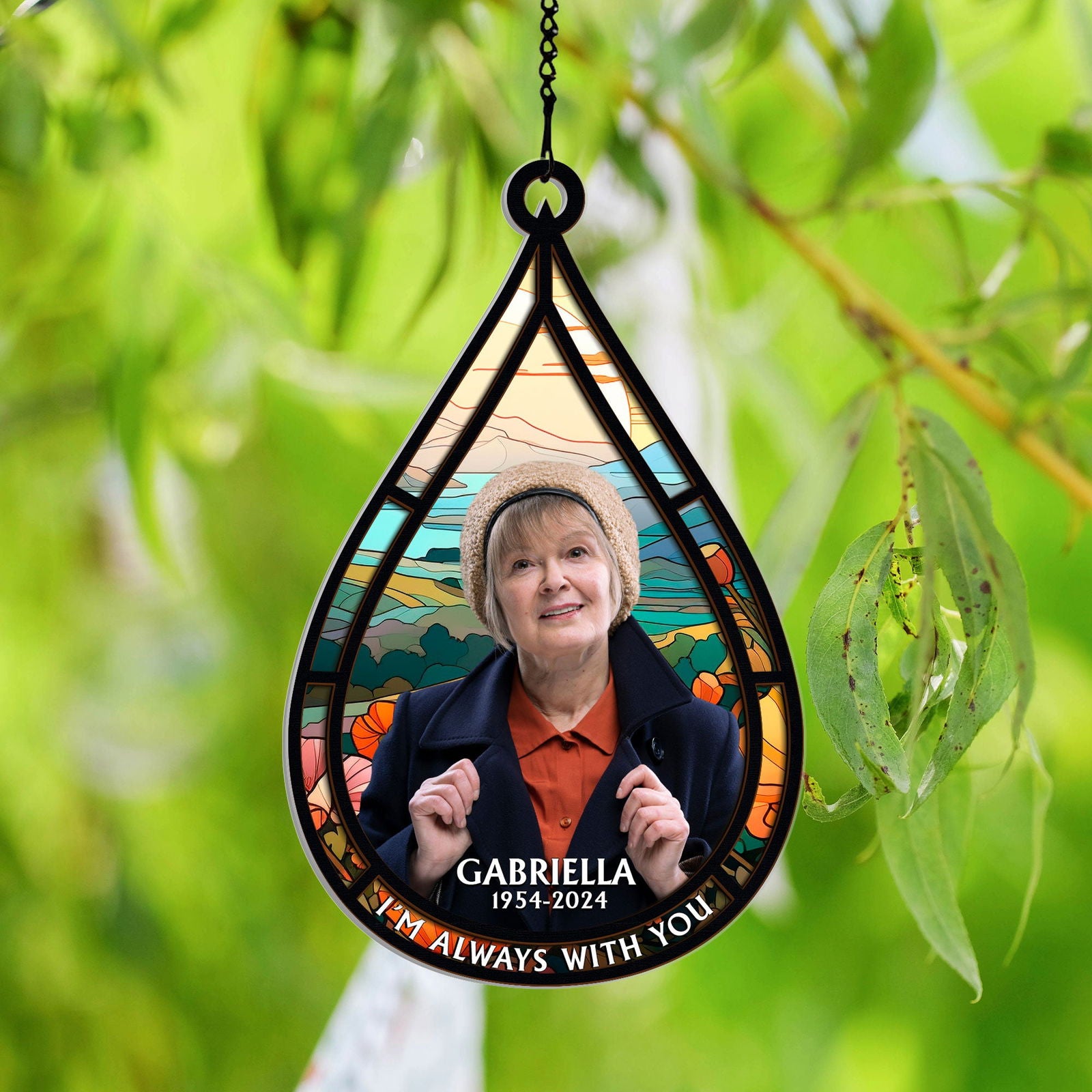 Personalized Window Hanging Suncatcher Photo Ornament, Memorial Gift Teardrop, Memorial Suncatcher CF686 - 19Gifts