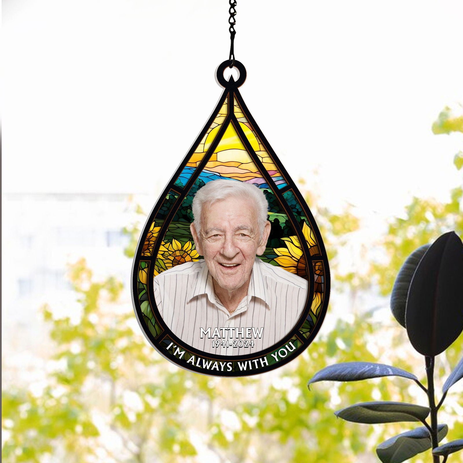 Personalized Window Hanging Suncatcher Photo Ornament, Memorial Gift Teardrop, Memorial Suncatcher CF686 - 19Gifts