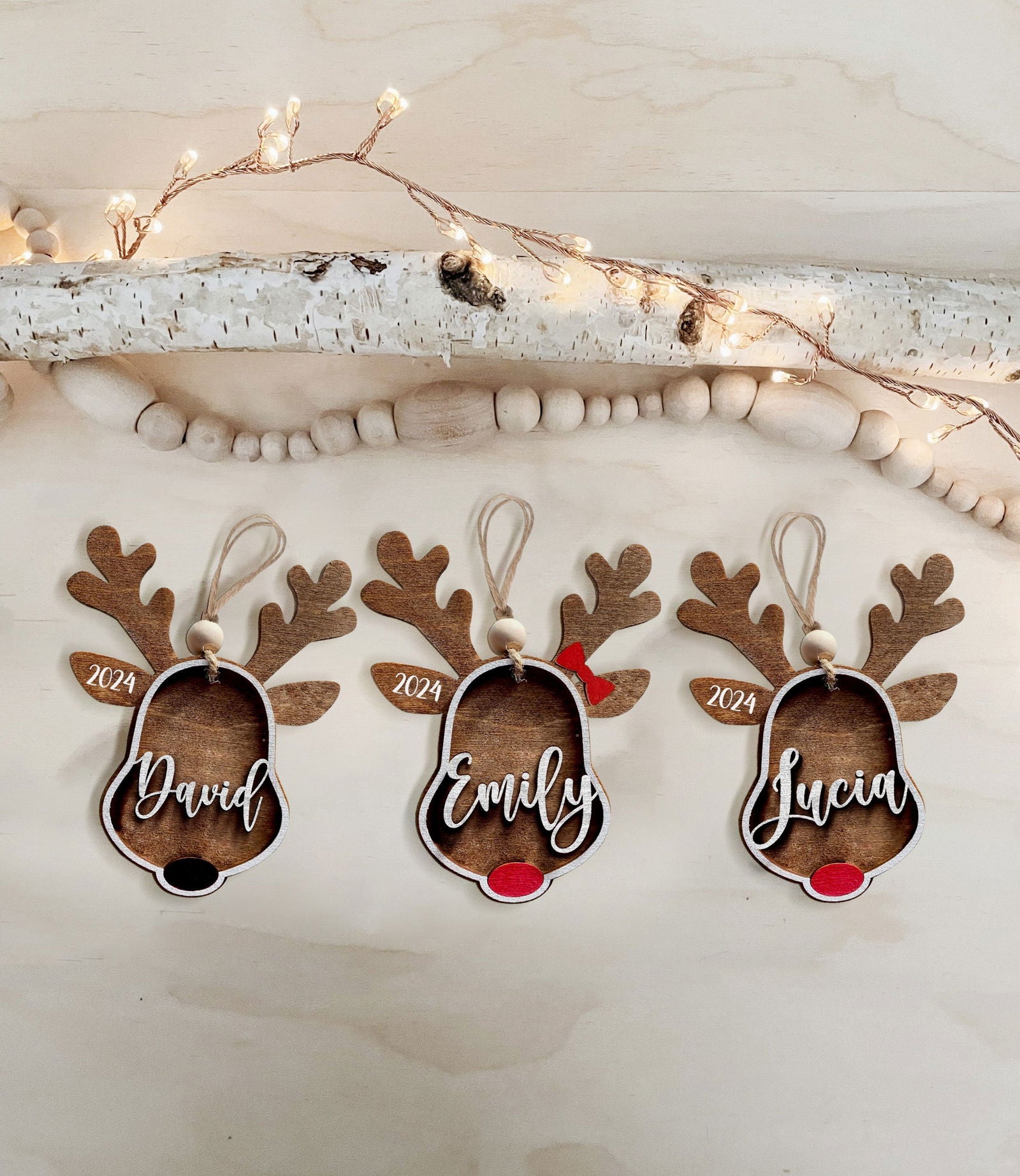 Personalized reindeer 2024 christmas ornament, Custom Stock Tag, wooden ornaments, Custom family ornaments CF03 - 19Gifts