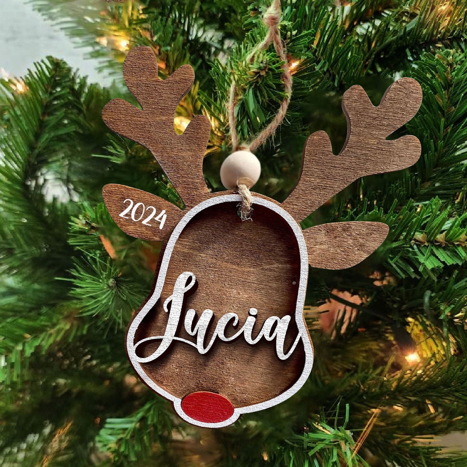 Personalized reindeer 2024 christmas ornament, Custom Stock Tag, wooden ornaments, Custom family ornaments CF03 - 19Gifts