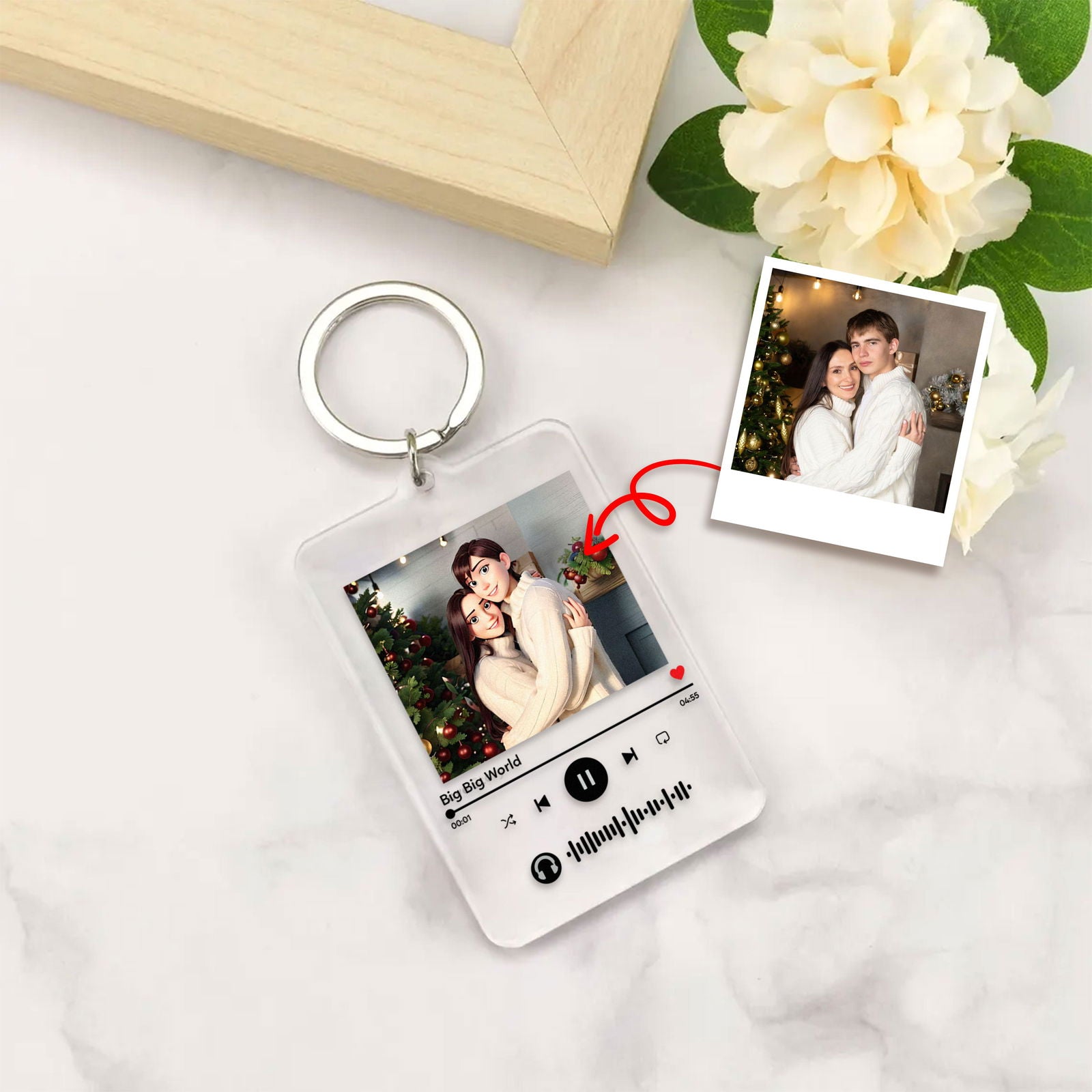 Pixar Character Portrait Keychain, Pixar Style 3D Cartoon Portrait Gift, Family Portrait, Couple Portrait CK20 - 19Gifts