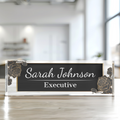 Plate Acrylic For Desk, Floral Desk Name Plate, Custom Flower Name Plate TD81-46 - 19Gifts