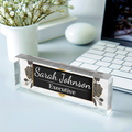 Plate Acrylic For Desk, Floral Desk Name Plate, Custom Flower Name Plate TD81-46 - 19Gifts