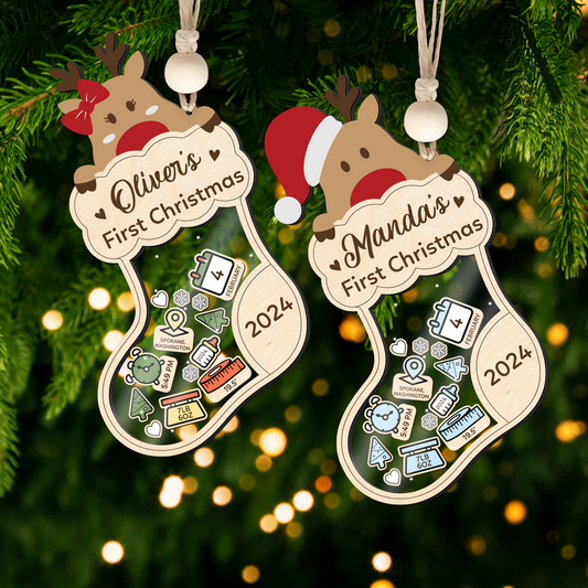 Reindeer Baby's First Christmas Ornament 2024, Shake Babies Ornament CF136 - 19Gifts